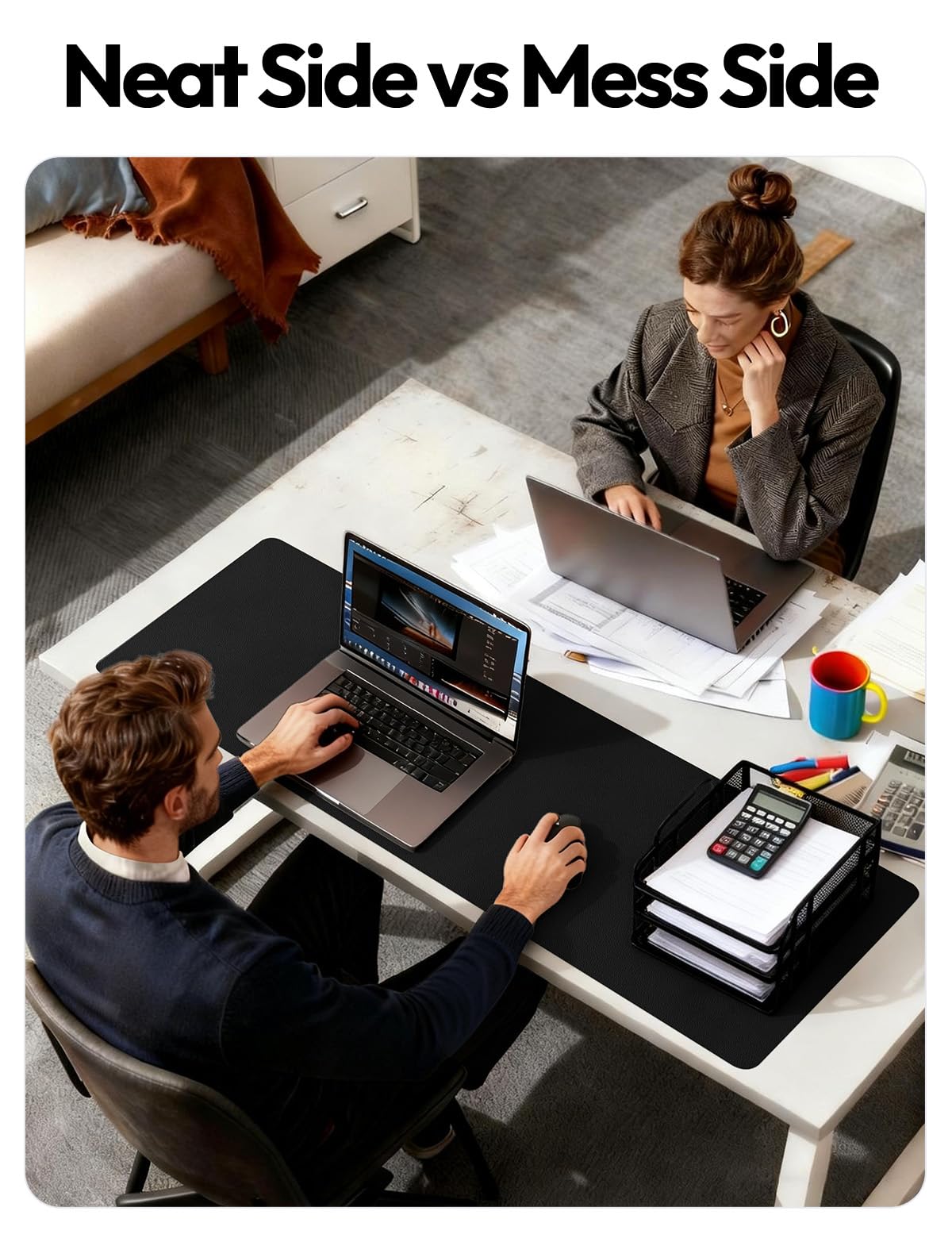 YSAGi Leather Desk Protector, Office Mat, Large Mouse Mat, Non-Slip PU Leather Blotter, Laptop Pad