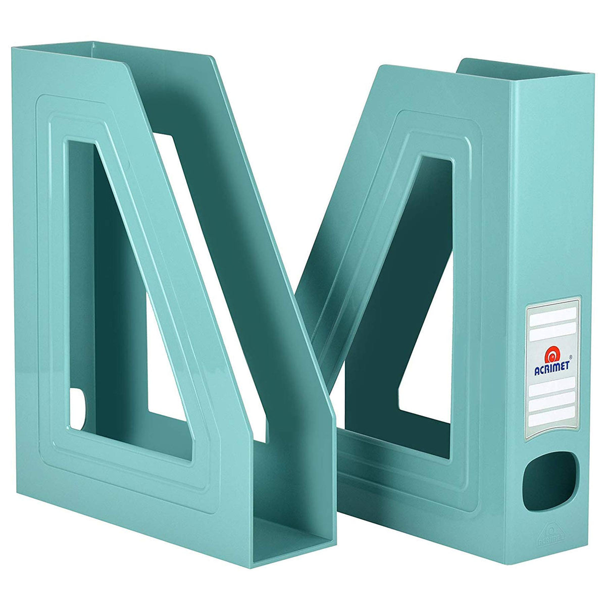 Acrimet Magazine File Holder, Vertical Desk Organizer, Solid Green, 2 Pack