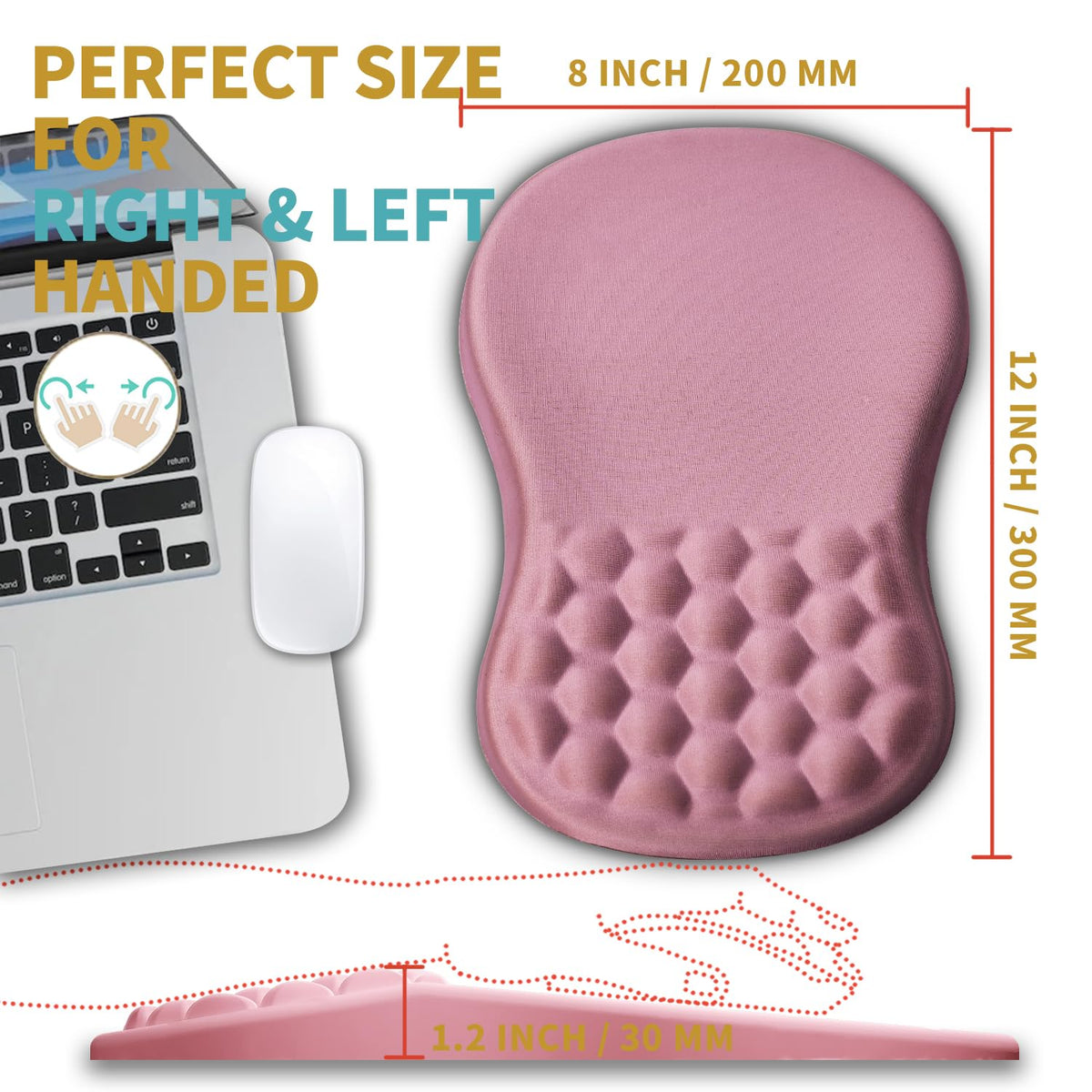 Hokafenle Ergonomic Mouse Pad Wrist Support with Massage Design, Wrist Rest Pain Relief Mousepad