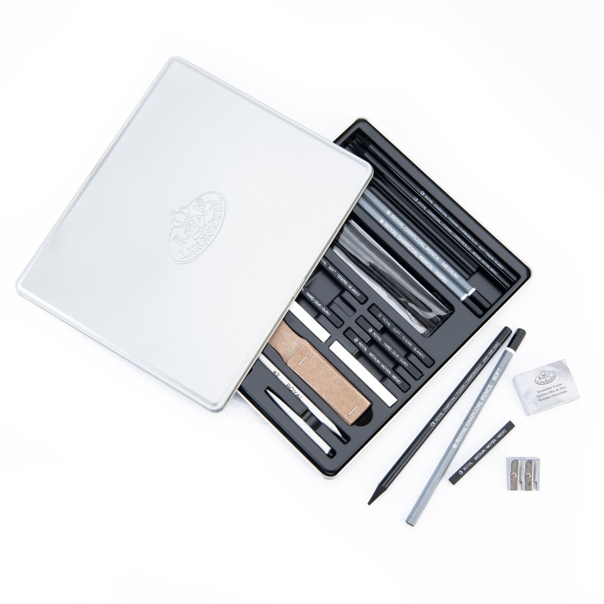 Essentials(TM) Medium Charcoal Art Set W/Tin