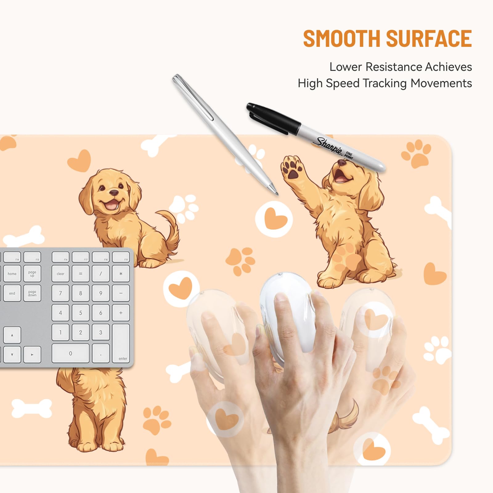 Stanoha Cute Desk Mat for Keyboard Desktop Extra Large Mouse Pad, Dog