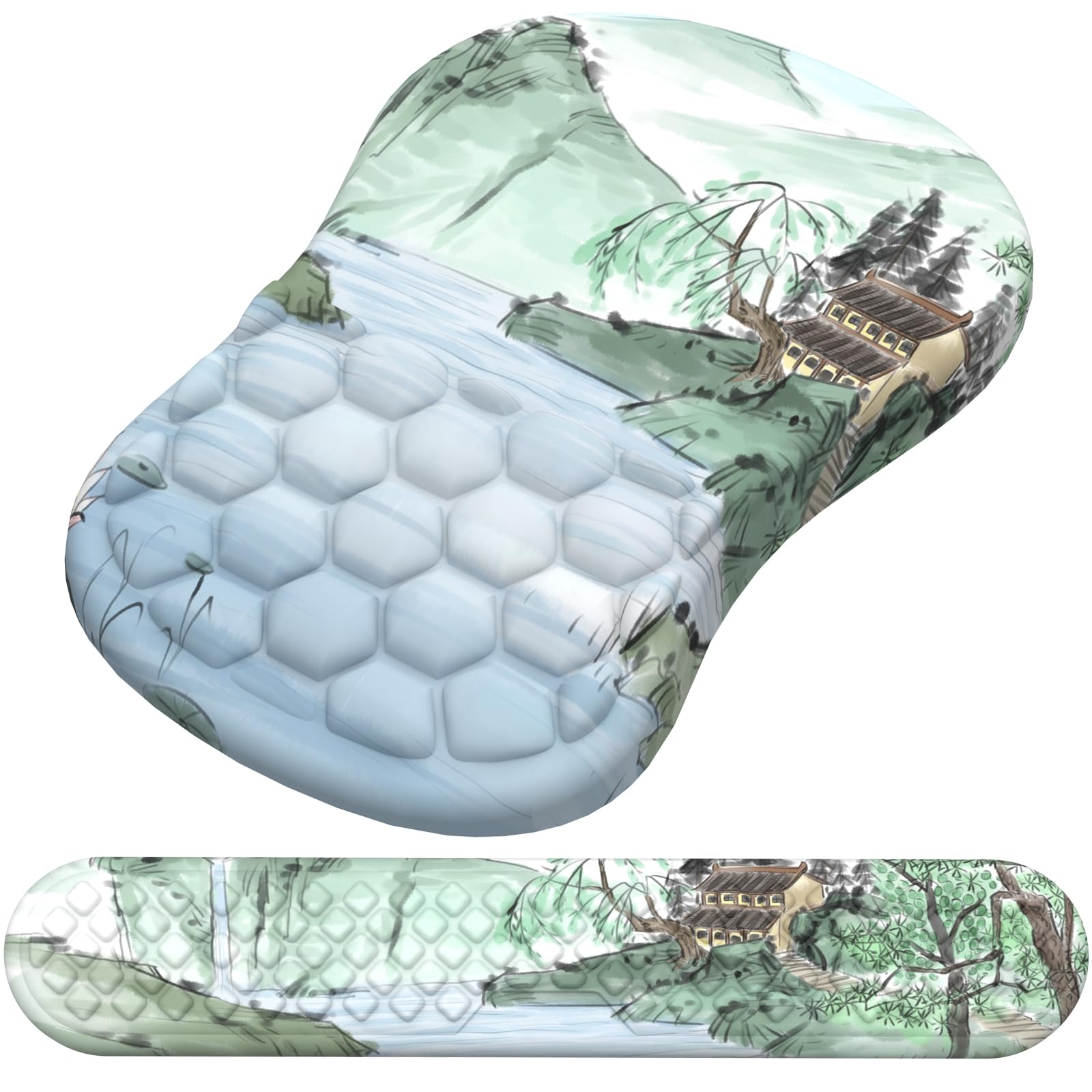 Laokiiy Ergonomic Mouse Pad Wrist Rest, 2 in 1 Keyboard Pad for Office