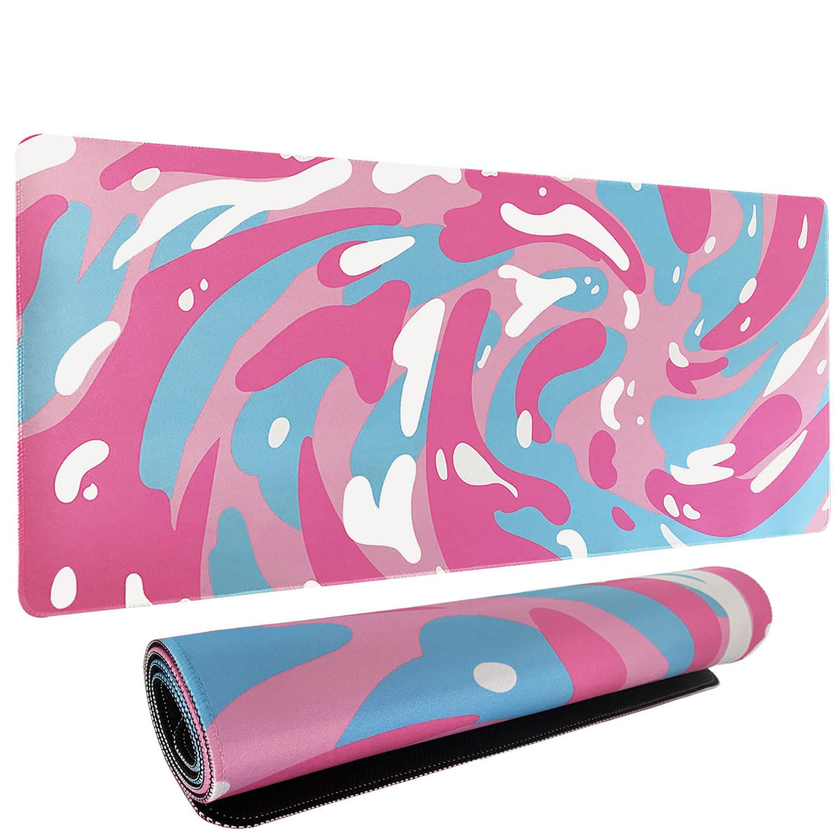 Fluid Pattern XXL Mouse Pad, Thick Waterproof Desk Mat with Stitched Edge