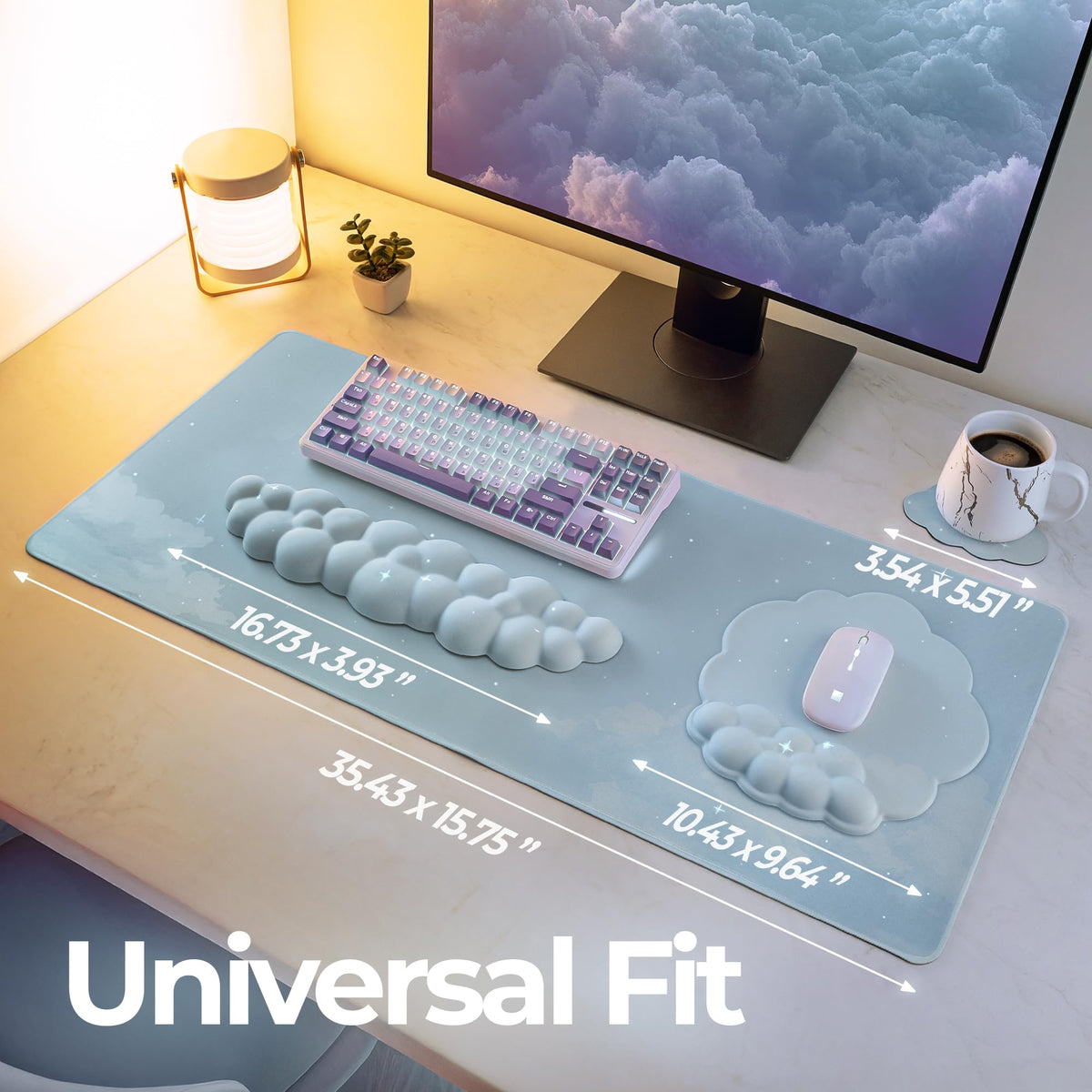 TheTrulyCharter Premium Quality Cloud Wrist Rest Keyboard & Mouse Pad Set – Ergonomic Memory Foam