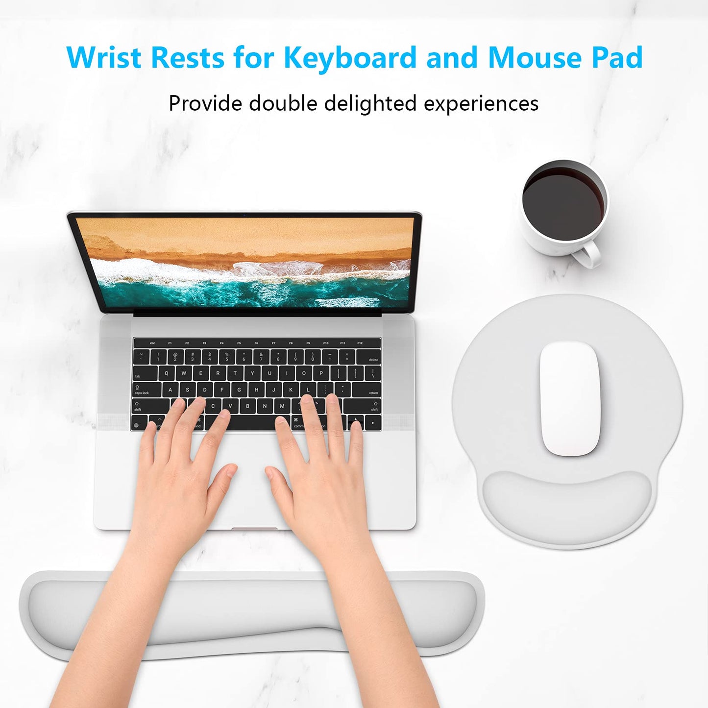 Dapesuom Keyboard Wrist Rest and Mouse Pad with Wrist Support, Memory Foam Cushion for Keyboard and