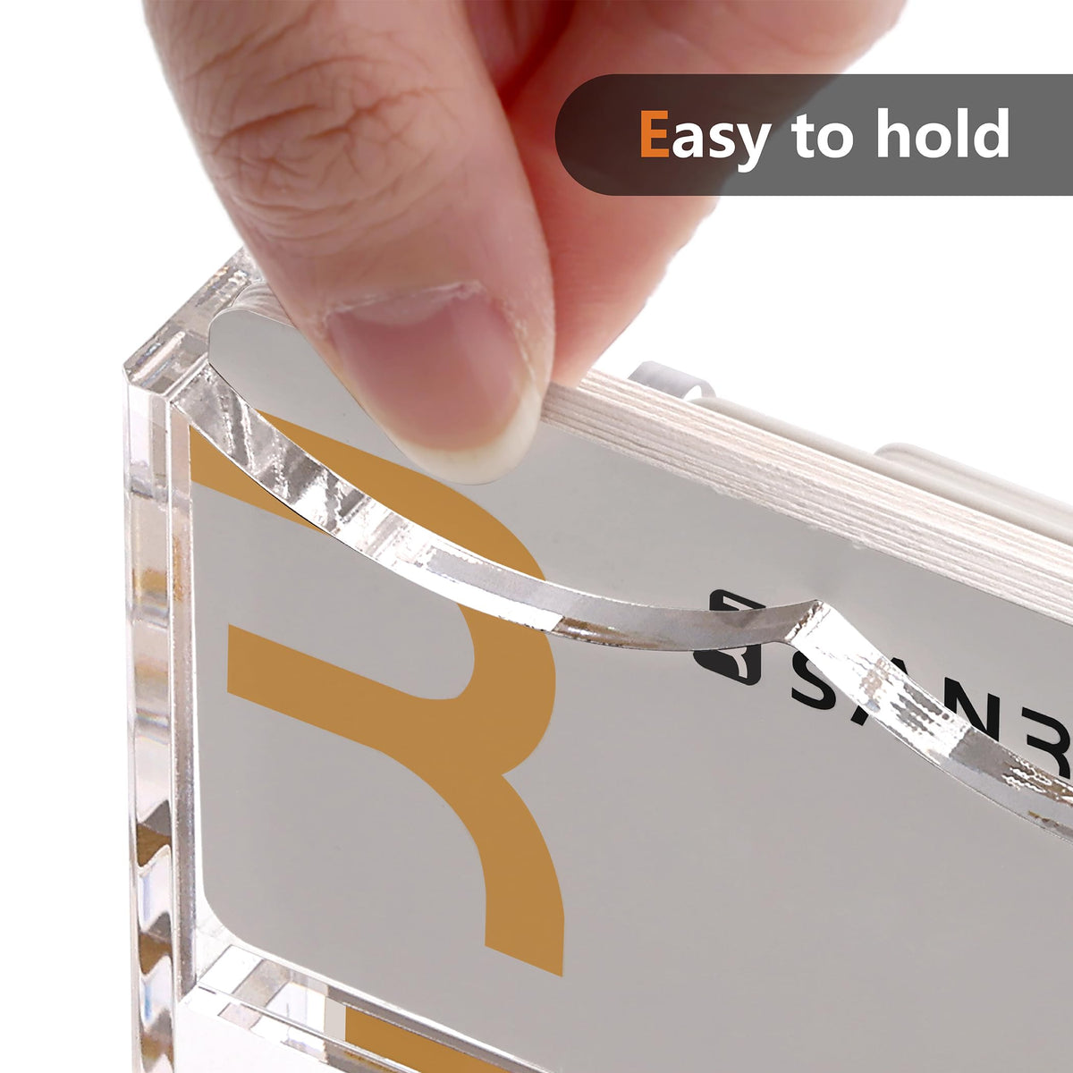 SANRUI Acrylic Business Card Holder, Clear Desk Card Organizer Stand 4 Slot