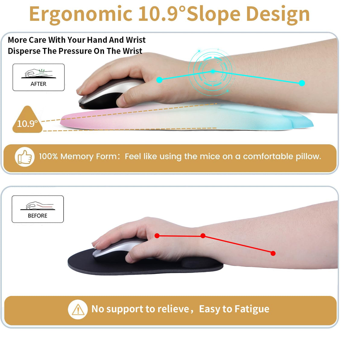 L-SPOUTTO Ergonomic Mouse Pad with Wrist Rest,Cute Mouse Pad Wrist Support