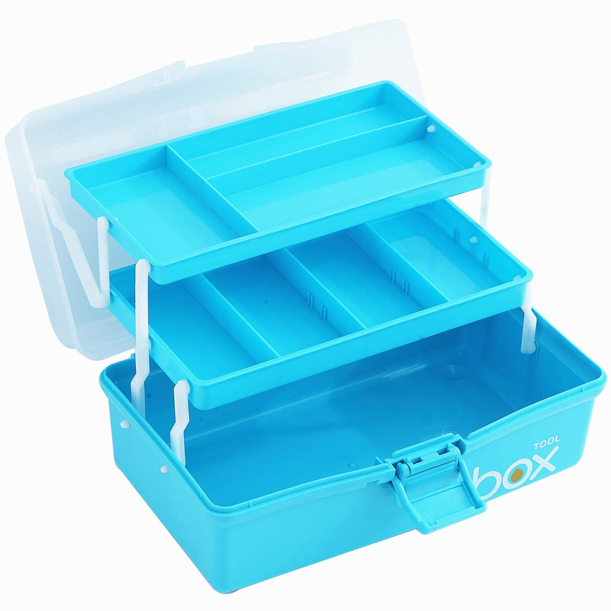 Sunxenze 12'' Three-Layer Clear Plastic Craft Storage Box, Tool Box/Sewing Box Organizer, Art