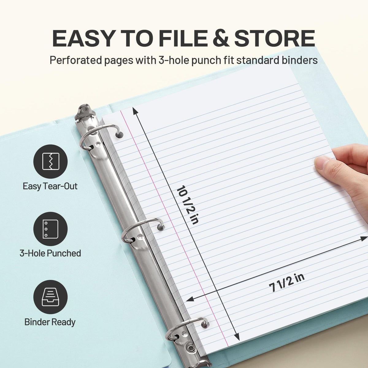 SUNEE Spiral Notebook, 1-Subject, College Ruled Paper, 8" x 10-1/2", 100 Sheets per Notebook