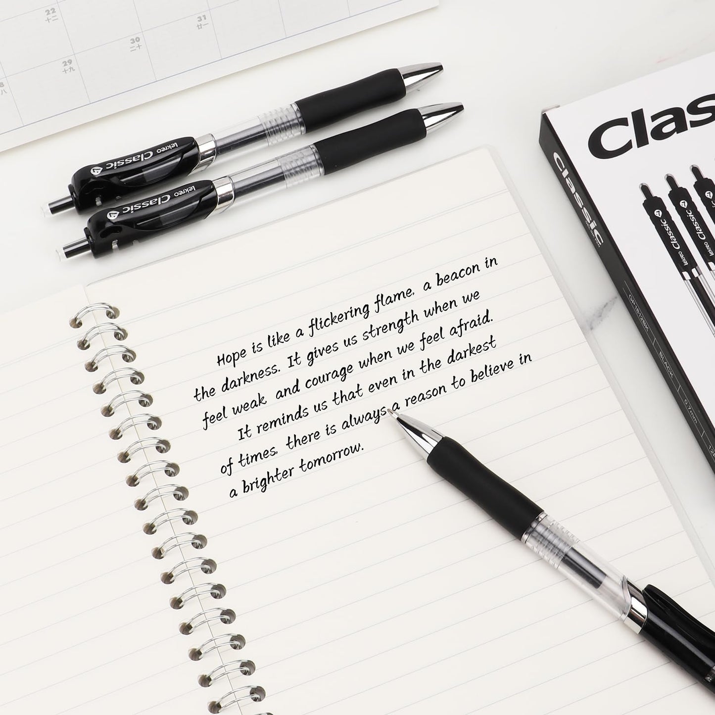 Lekreo Classic Retractable Gel Roller Pens, 0.7mm Fine Point Black Ink (Black - 36 Packs)