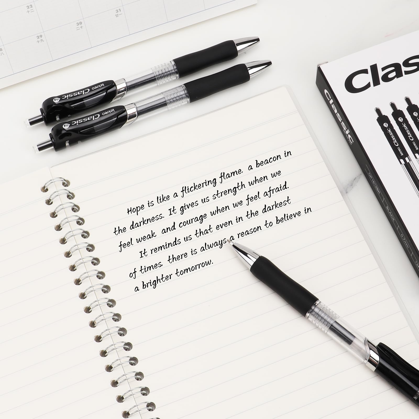 Lekreo Classic Retractable Gel Roller Pens, 0.7mm Fine Point Black Ink (Black - 36 Packs)