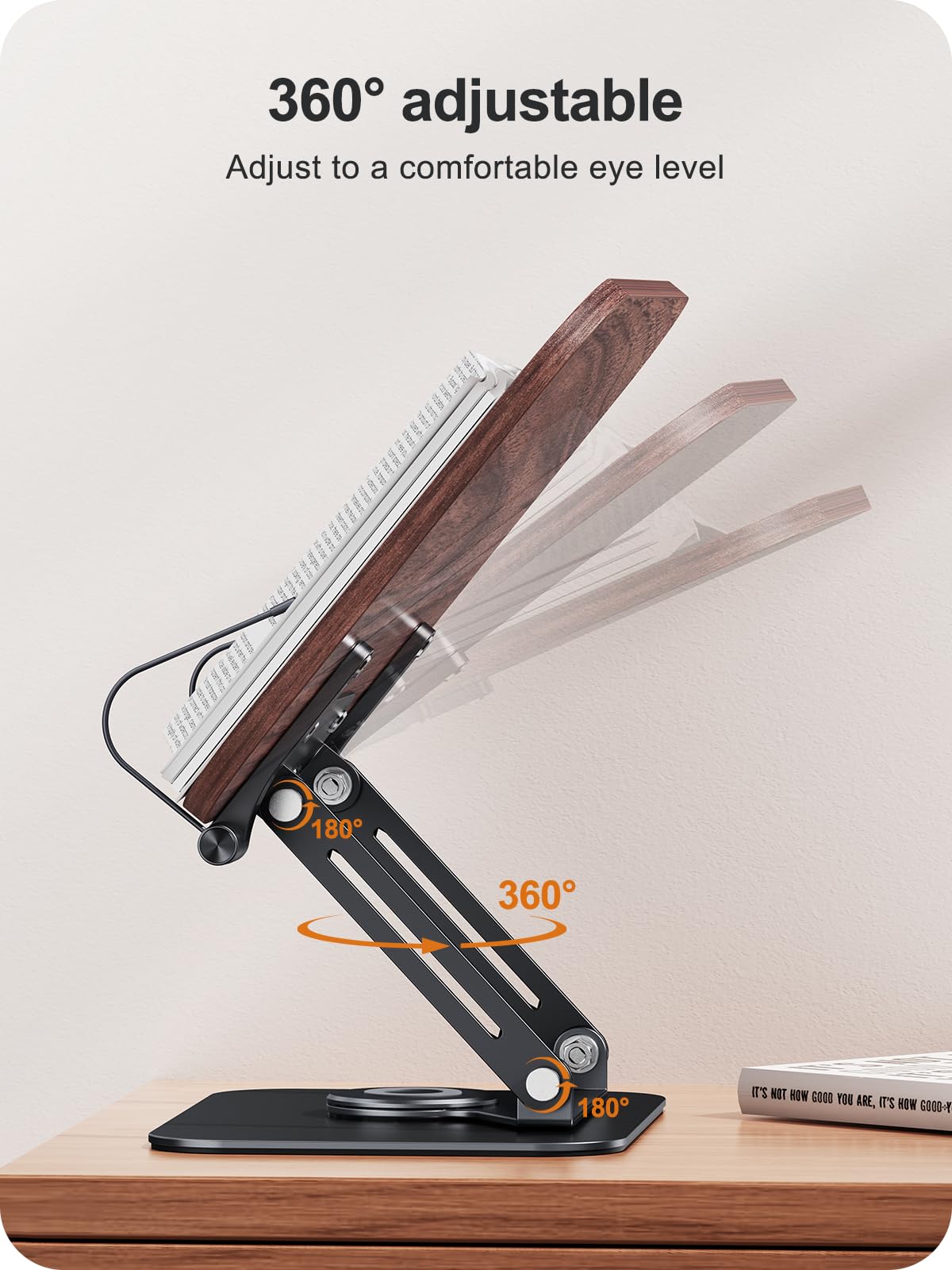 MOKURU Book Stand for Reading, 360° Adjustable Book Holder, Foldable Book Holder Stand, Cookbook