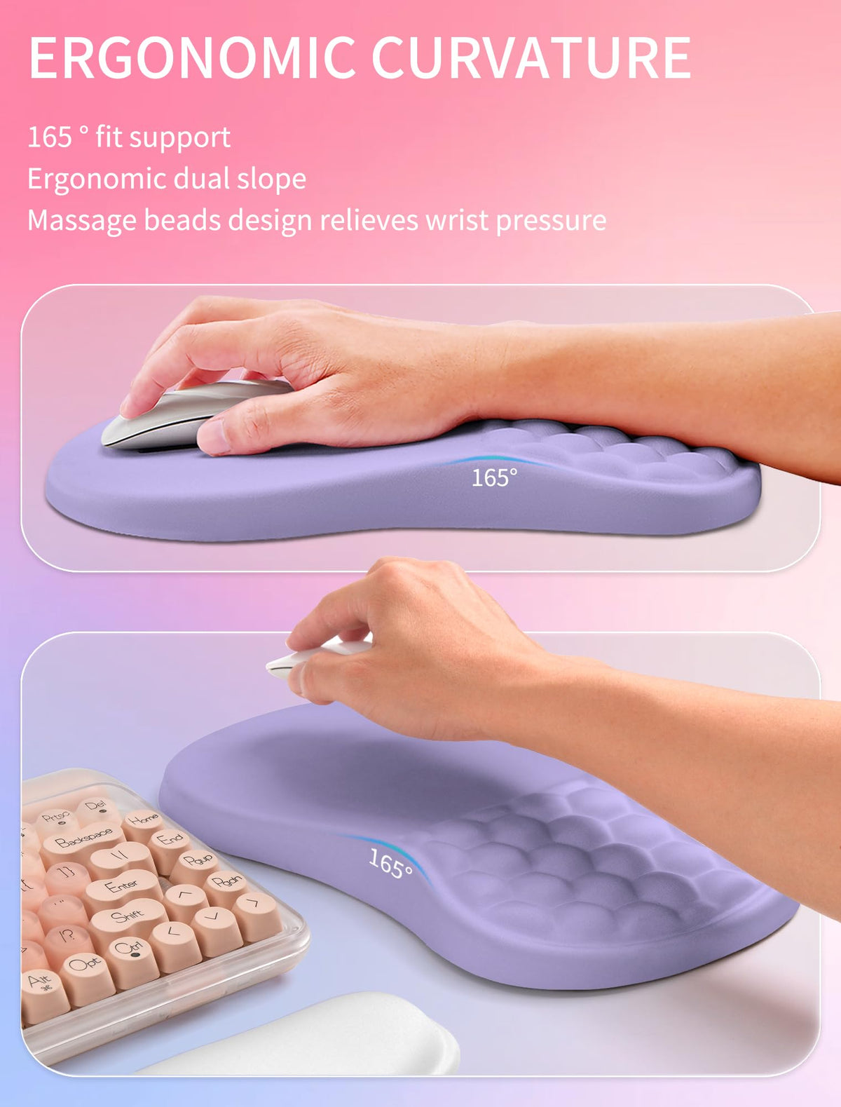 Hokafenle 2in1 Combination, Wave Keyboard Wrist Rest and Ergonomic Curvature Mouse Pad Wrist