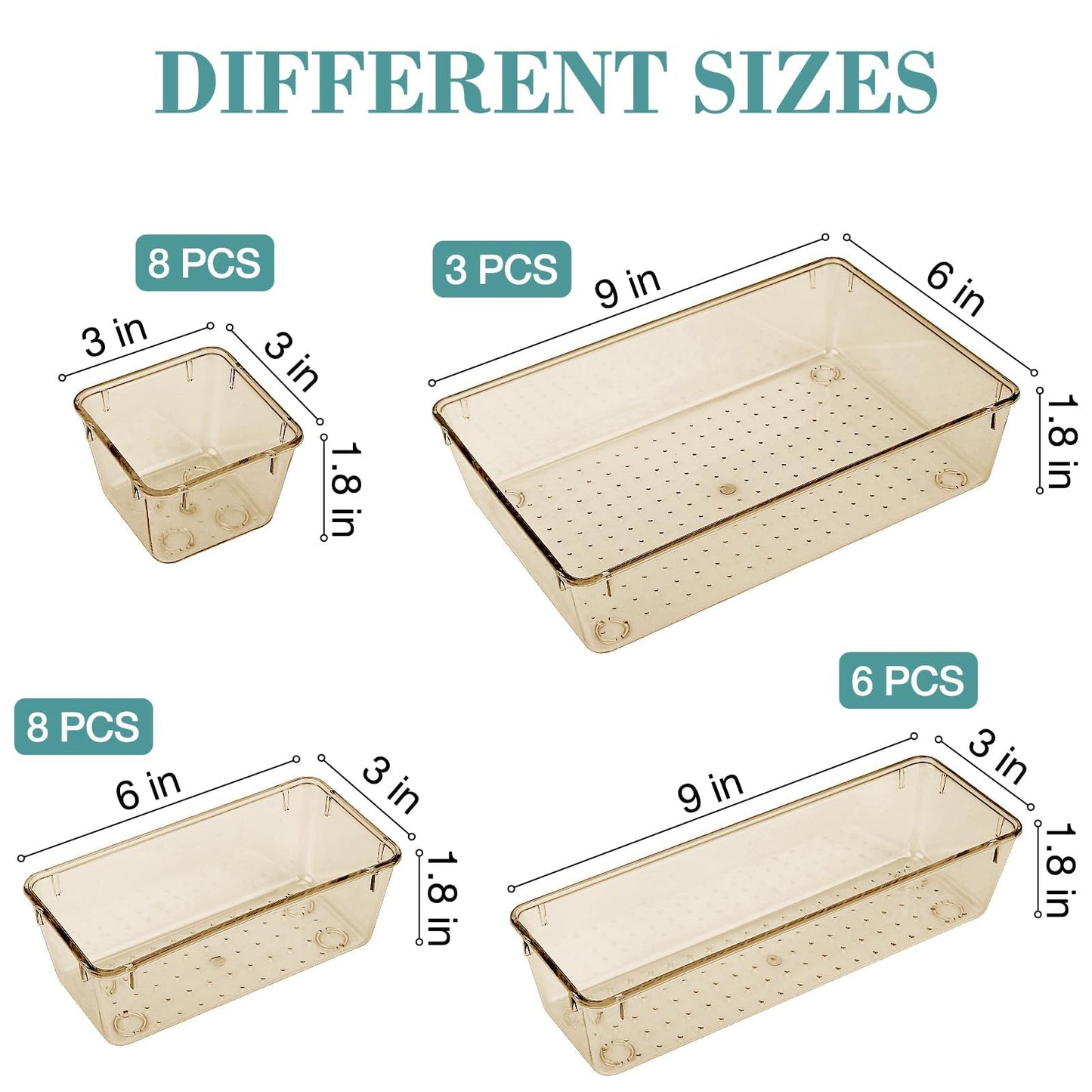 25 PCS Drawer Organizer Set, 5 Size Bathroom and kitchen organizer Trays