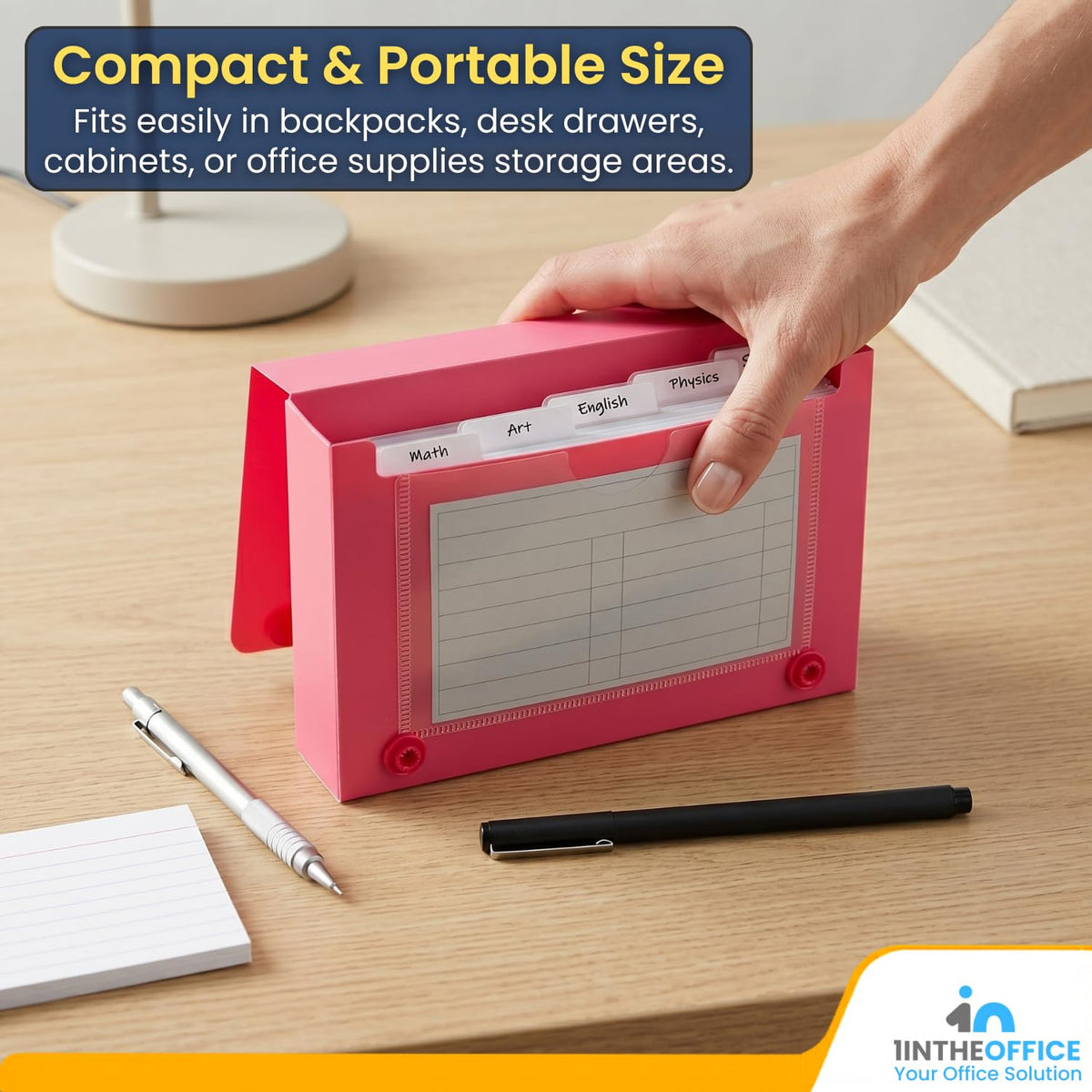 1InTheOffice Index Card Holder 4x6, Index Card Case, Assorted Colors (4 Pack)