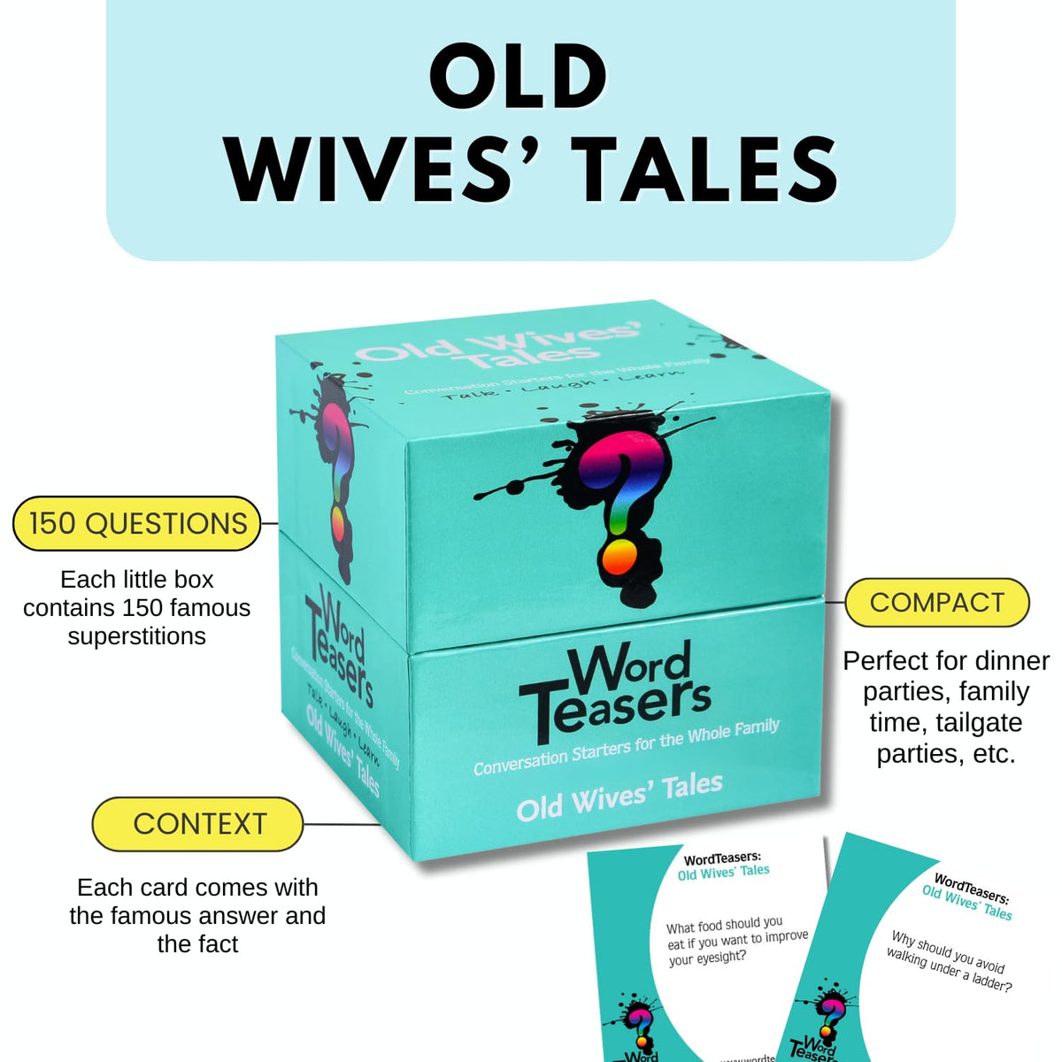 ? WORD TEASERS Old Wives' Tales Conversation Starters - Superstition Based Trivia Games for