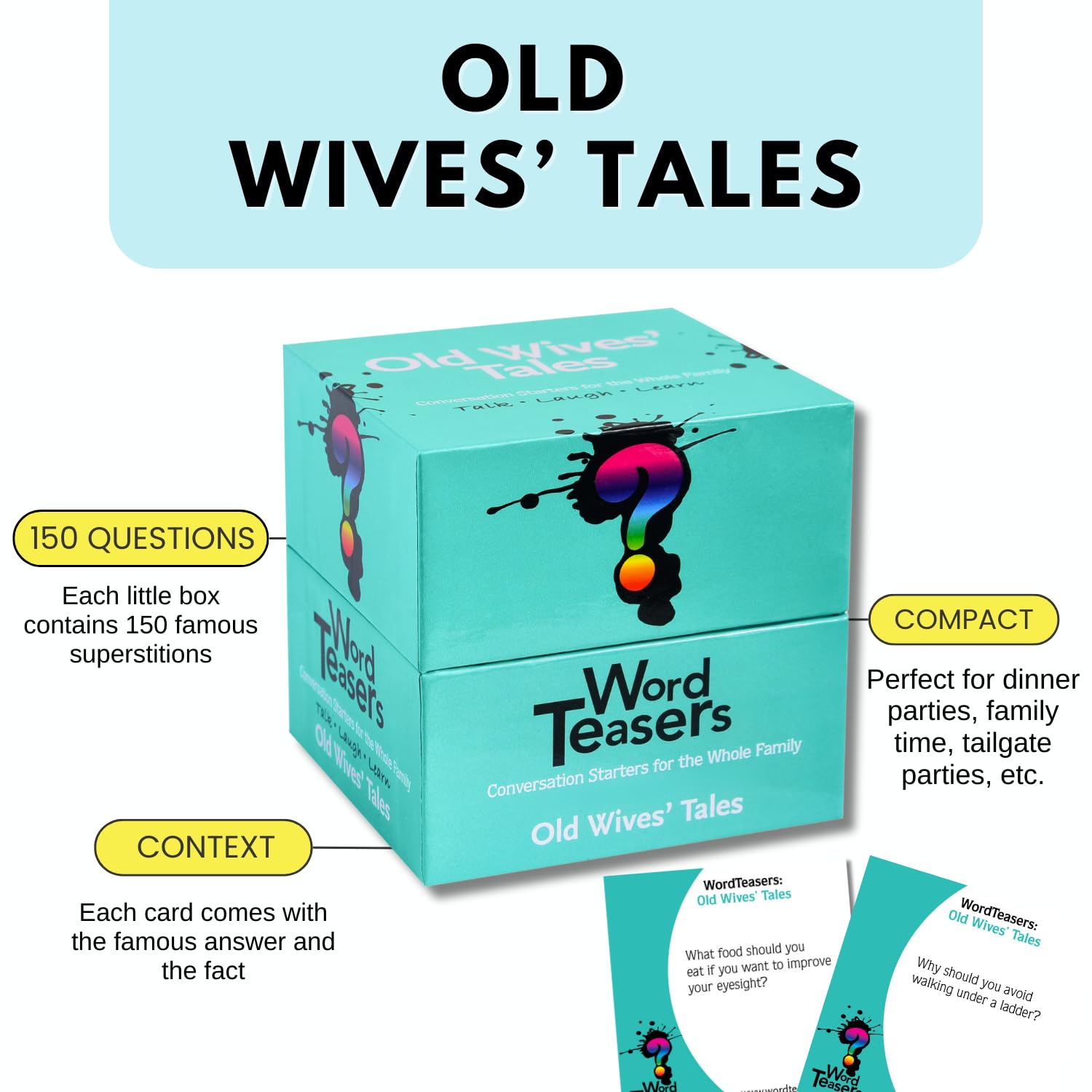 ? WORD TEASERS Old Wives' Tales Conversation Starters - Superstition Based Trivia Games for