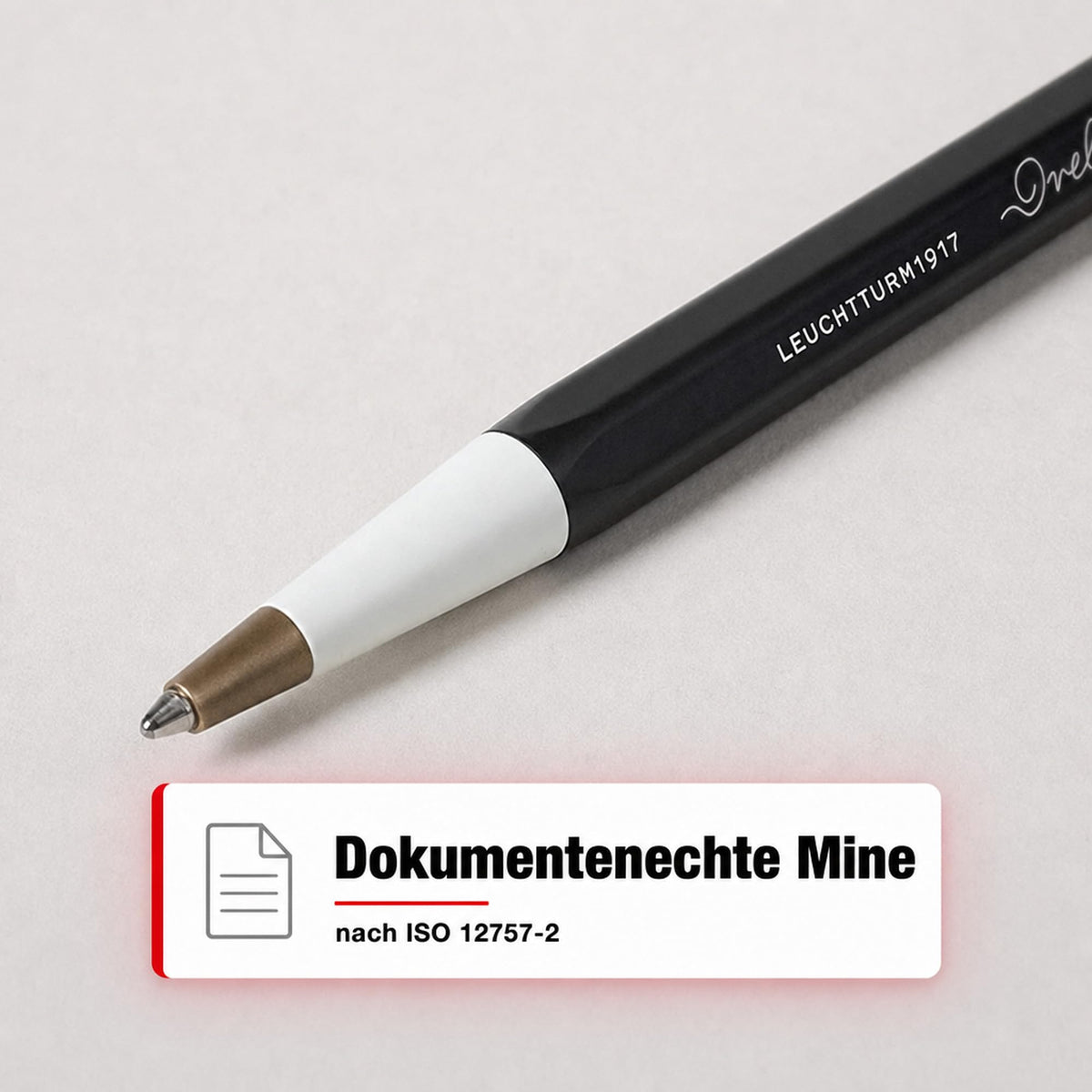 LEUCHTTURM1917 - Drehgriffel Writing Pen (Black) - Ballpoint Pen with Royal Blue Ink Included