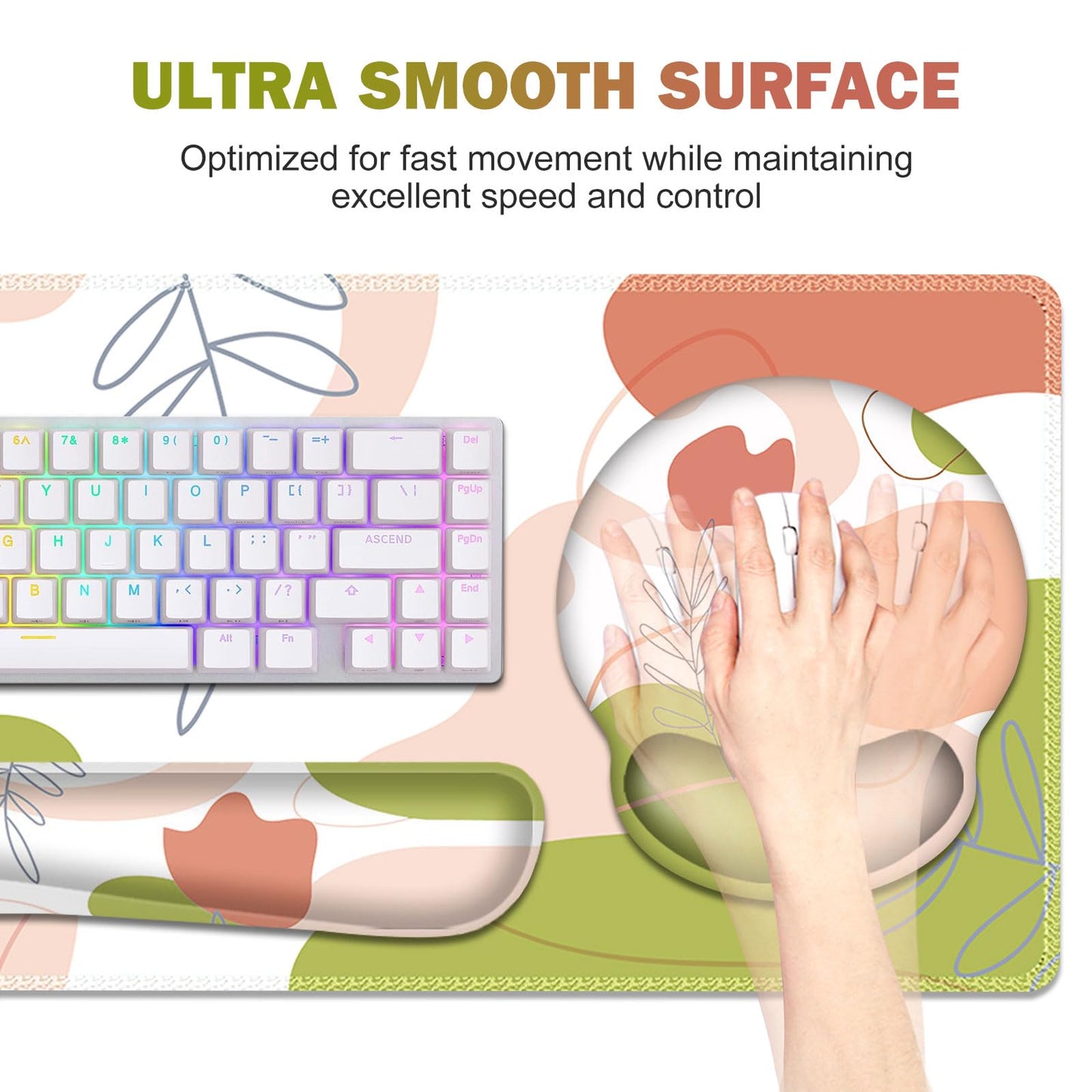 Gaming Mouse Pad, Large Desk Mat, Cute Desk Pad Protector, 4 in1 XXL Mousepad + Keyboard Wrist