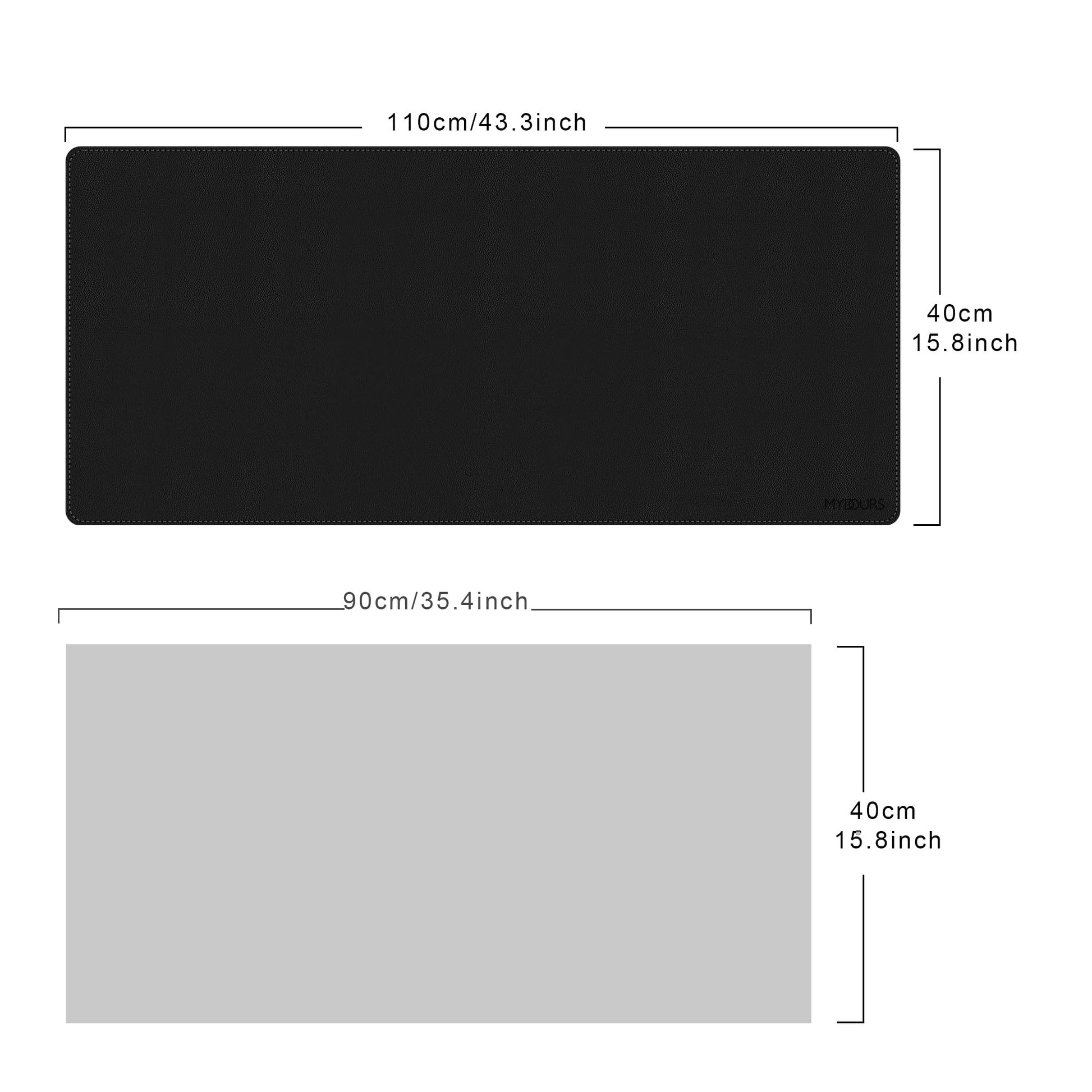 Mydours 43.3" x 15.7" XL Large Desk Mat PU Leather Gaming Mouse Pad, Black