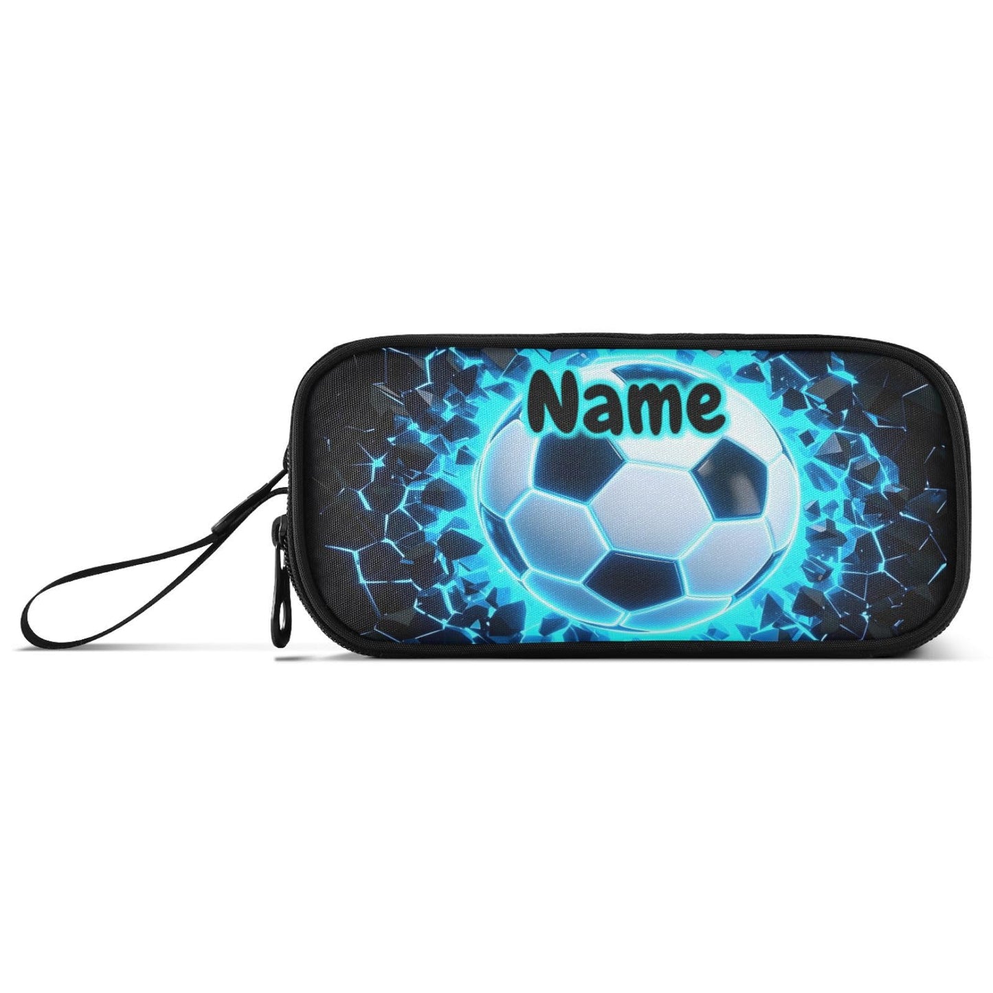 BOENLE Custom 3d Soccer Football Blue Pencil Case Box Boys Girls Personalized Name Large Pencil