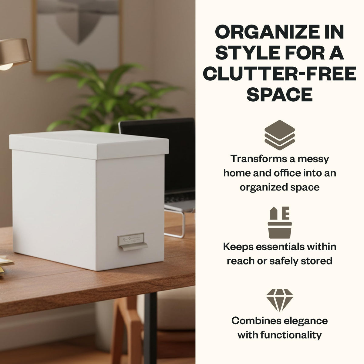 Bigso John Fiberboard Label Frame Desktop File Storage Box - Document Organizer for Important
