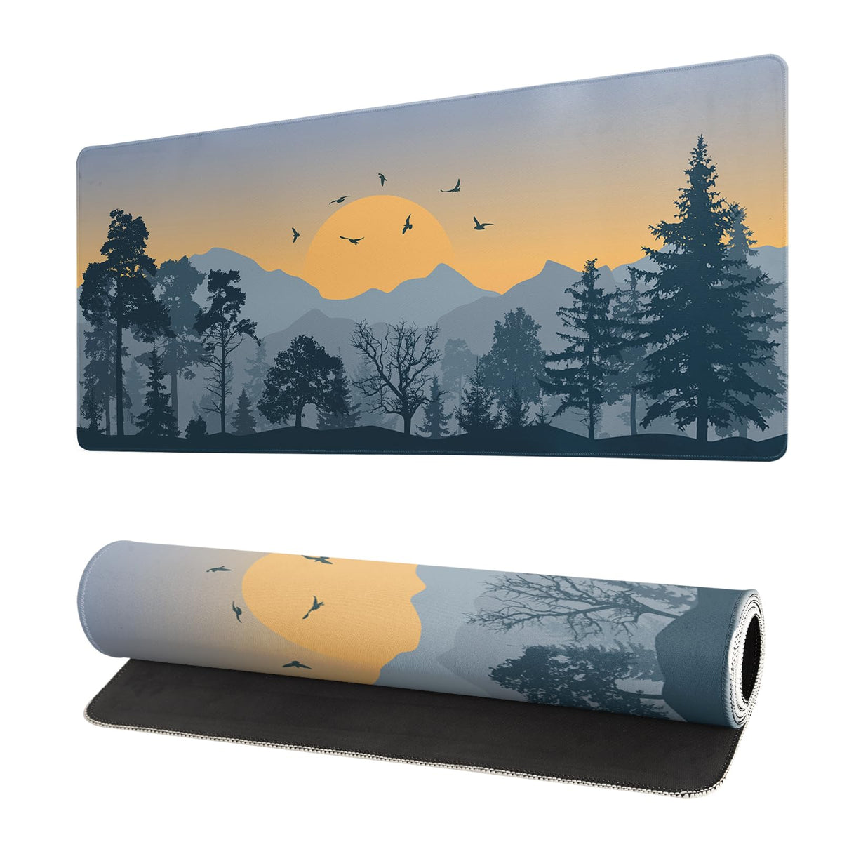 Mountain Gaming Mouse Pad 27.6x11.8 Inch Forest Large Mousepad Extended Grey Mousepad Gaming