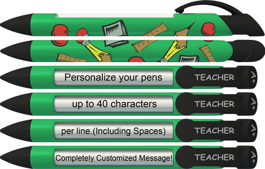 Greeting Pen Customized #1 Teacher Personalized Ballpoint Pen Set - Custom Message Pens for Teacher