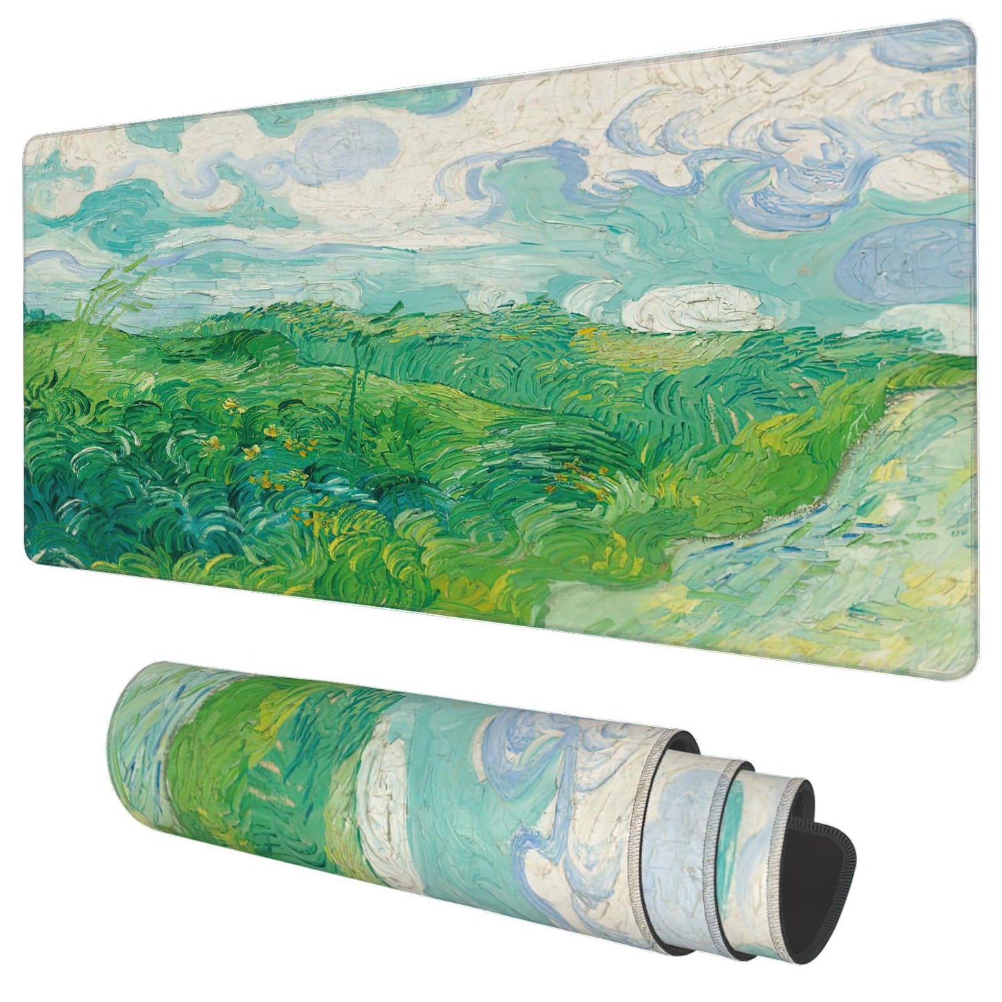 Desk Mat, Field Landscape Oil Painting Extended Gaming Mouse Pad Large, 35.4"x15.7" Big Mouse Pad