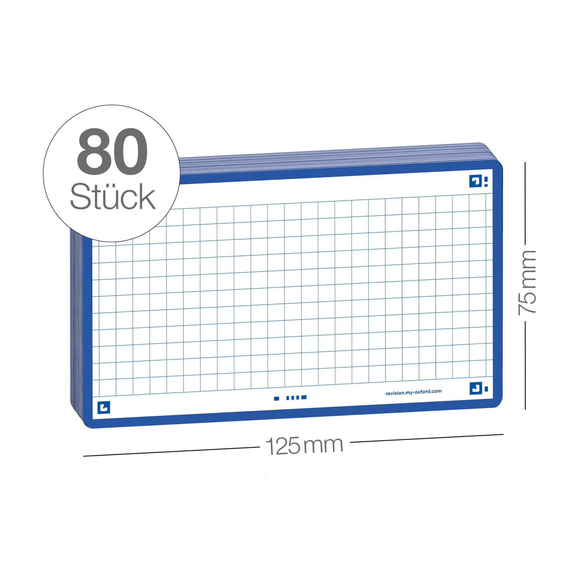 Oxford Flash 2.0-80 Bristol Flash Cards 7.5 x 12.5 cm Small Squares Navy Blue Frame