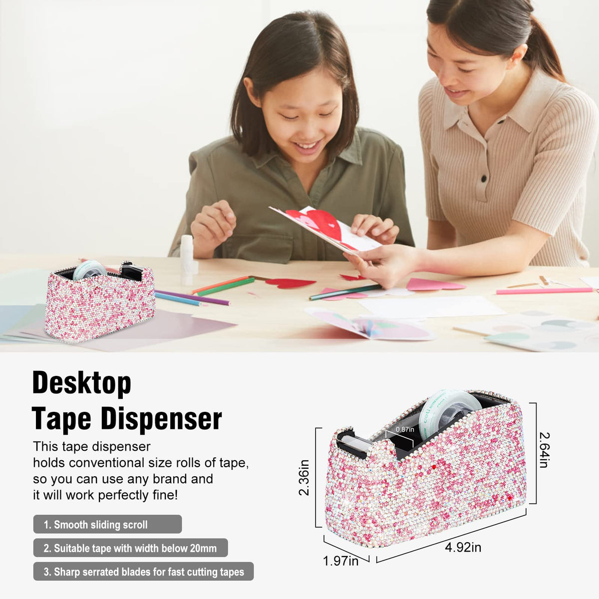 Bling Crystal Luxury Handmade Diamond Round Pencil Pen Pot Holder & Stapler & Card Holder & Desktop