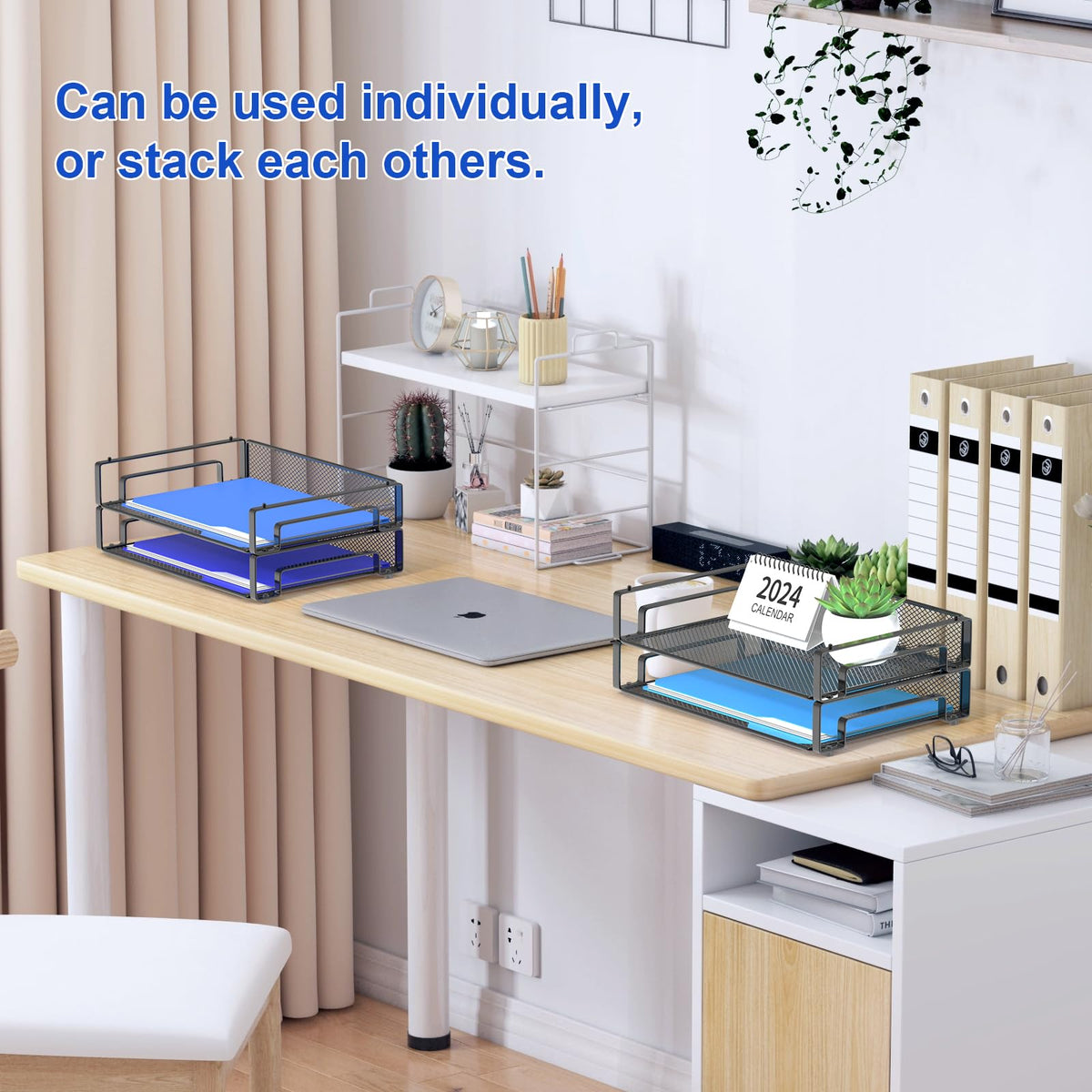 Samstar 4 Pack Stackable Letter Paper Tray, Desk File Organizer Paper Sorter for Letter/A4 Size