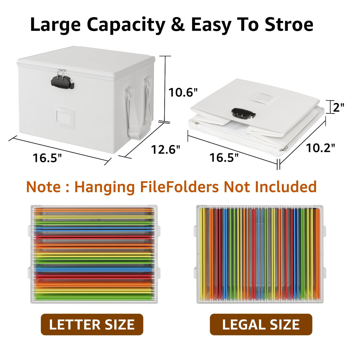 ROSONG Fireproof Document Box File Organizer - Waterproof Locking Filing Portable Storage Box with