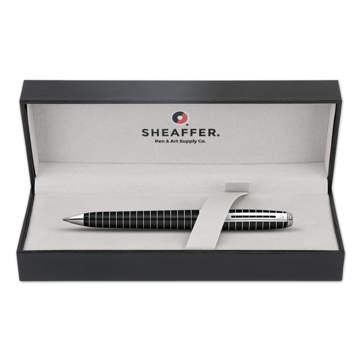 Sheaffer Prelude Black Lacquer w/Horizontal Line Engraving Ballpoint Pen