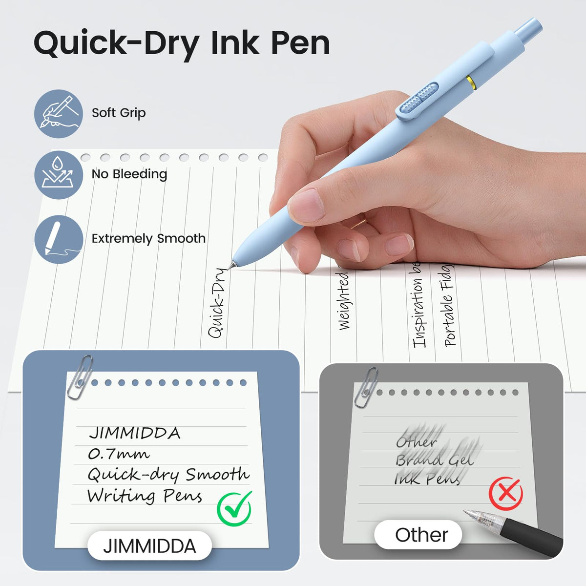 JIMMIDDA 16 Pack Gel Pens, Black Ink Quick-Drying No Smudge with Fidget