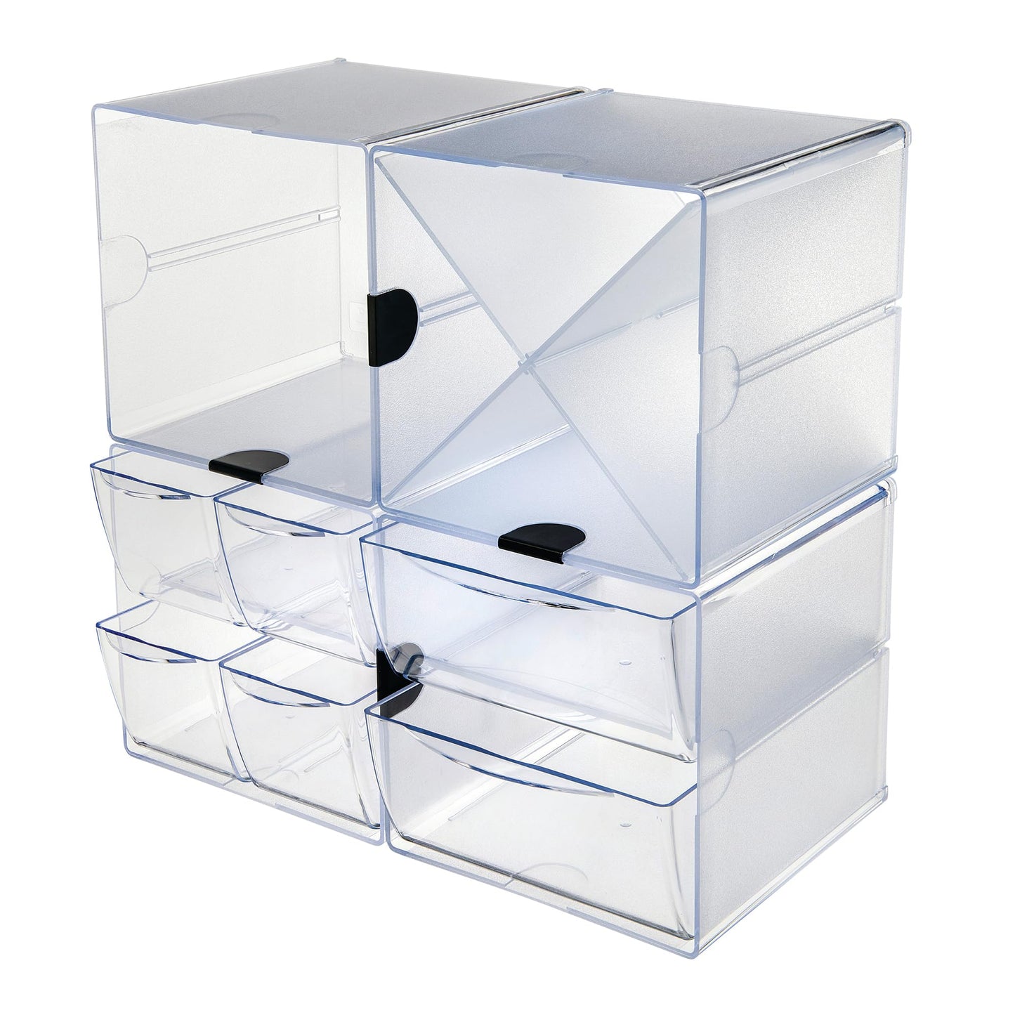 Deflecto Stackable Cube Organizer, Desk and Craft Organizer, 4 Drawers, Clear, Removable Drawers