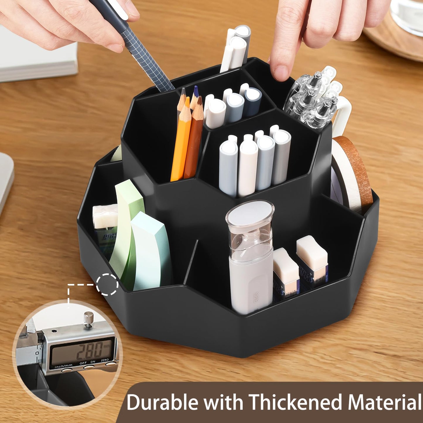 GGIANTGO Pencil Pen Holder for Desk, 9 Slots 360 Degree Rotating Desk Organizer, Cute Pen