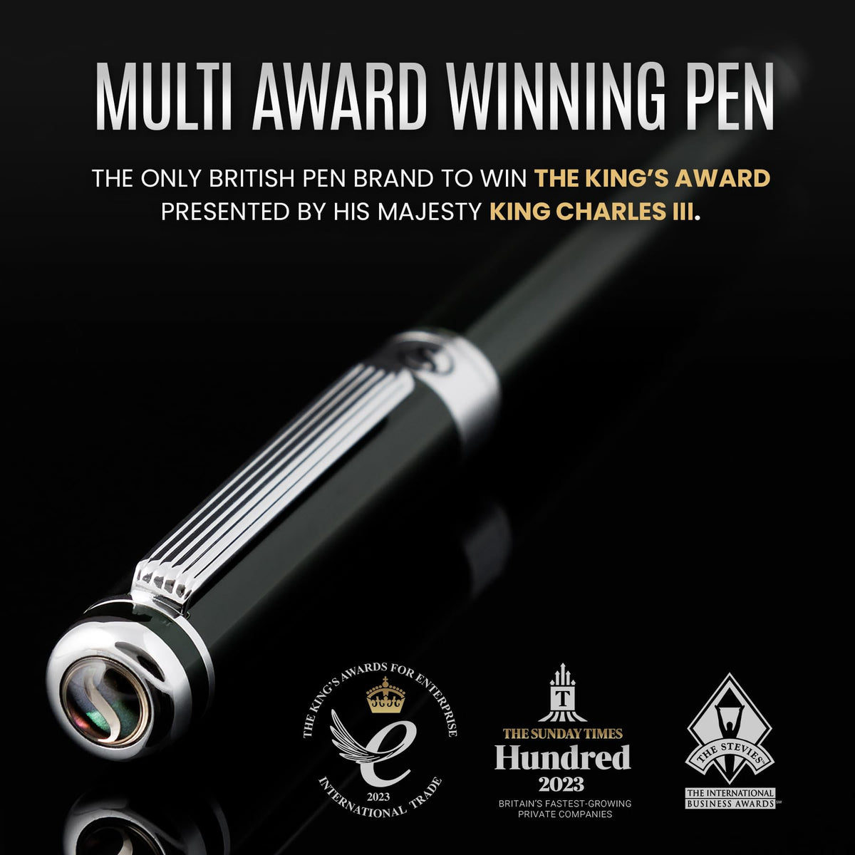 Scriveiner Black Green Fountain Pen - Stunning Luxury Pen with Chrome Finish, Schmidt Nib (Fine)