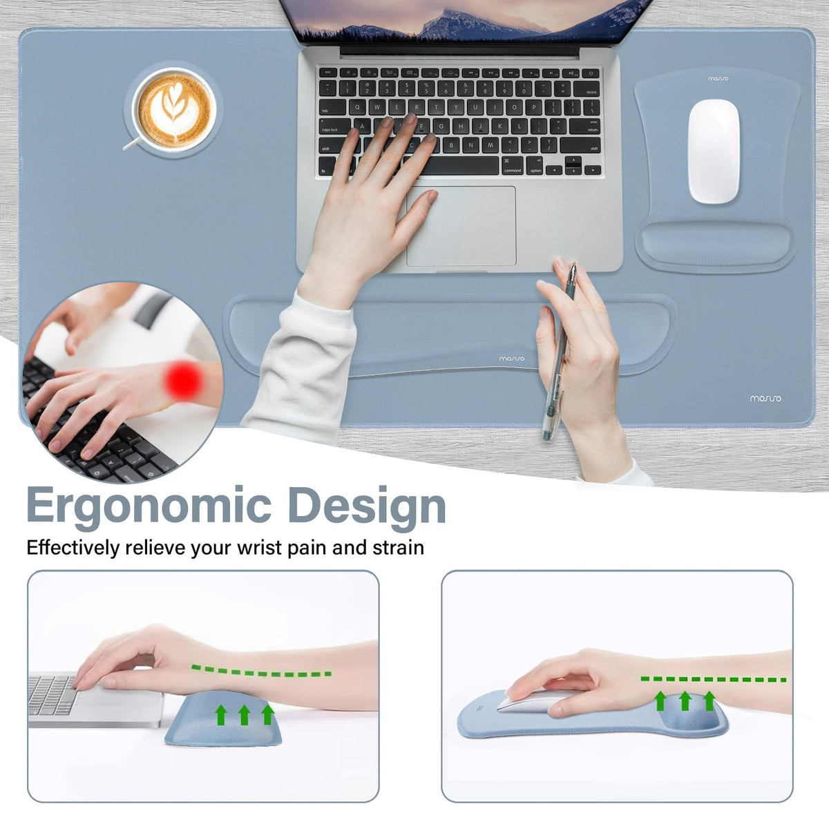 MOSISO Keyboard Mouse Pad Set, Large Gaming Mousepad&Keyboard Wrist Rest