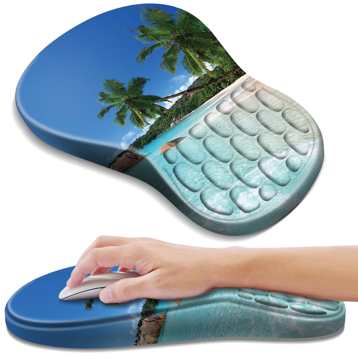 YIWEI Ergonomic Mouse Pad with Wrist Rest for Carpal Tunnel Pain Relief