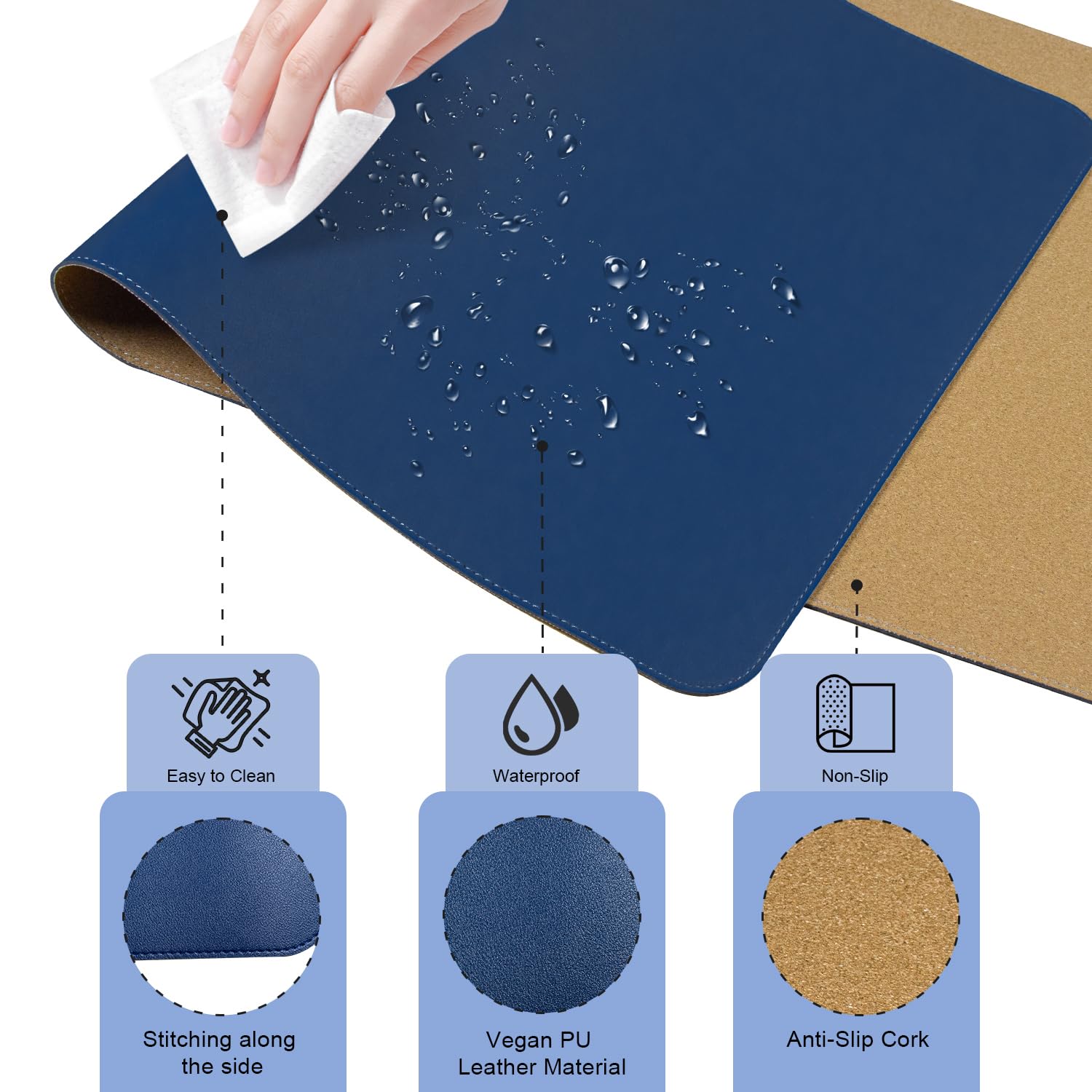 Large Desk Pad, 47.2'' x 23.6'', Office Desk Mat, Computer Mat for Desk, Leather Desk Pad