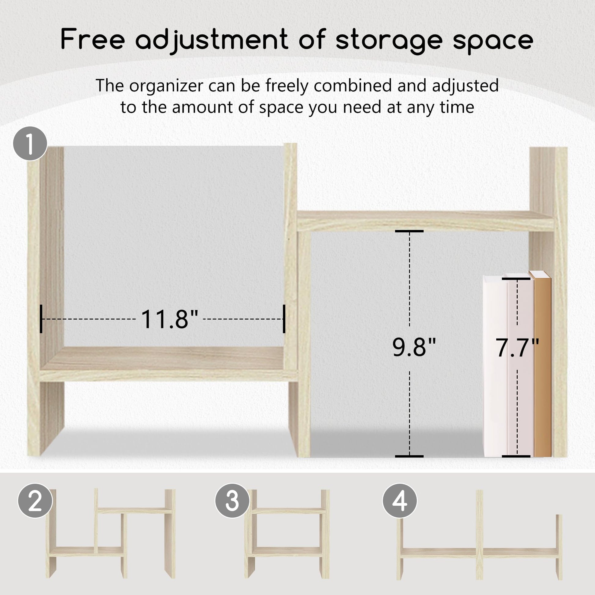 Jerry & Maggie Desktop Organizer Office Storage Rack Adjustable Wood Display Shelf Free Style