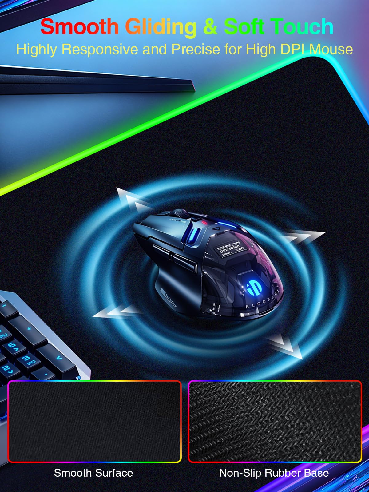 Wireless Charging Mouse Pad Gaming, 31.5"x15.8" Large Desk Mat, Waterproof