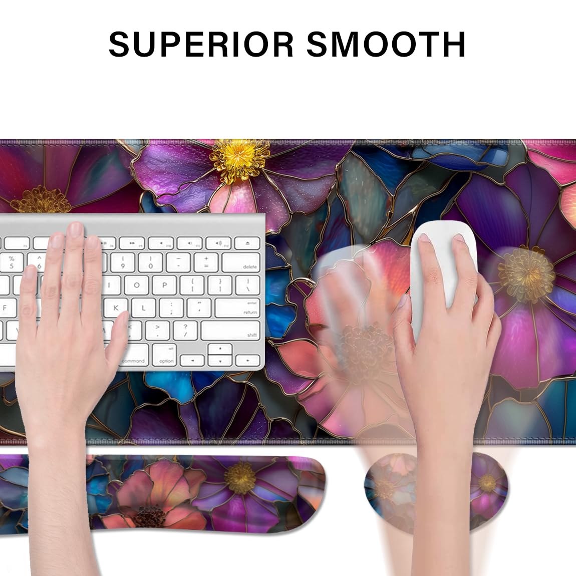 Desk Pad and Keyboard Wrist Rest, Large Mouse Pad + Keyboard Pad+Mouse Wrist Support, Non-Slip Desk