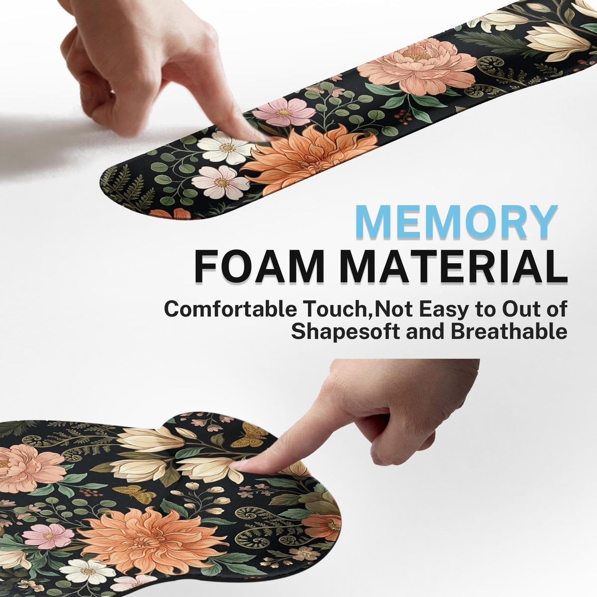 Britimes Ergonomic Mouse Pad Set with Wrist Rest, Floral Flower