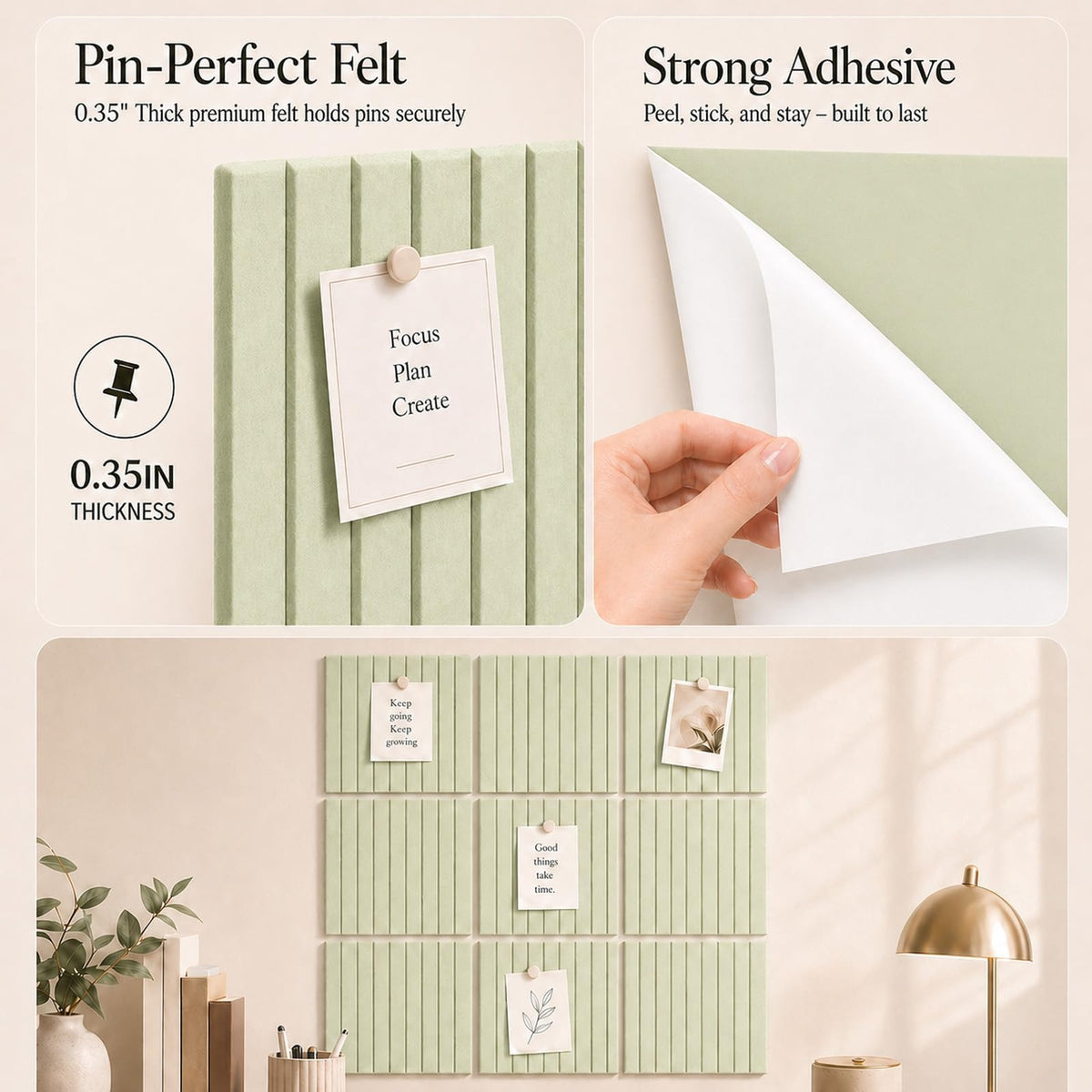 Baysola Stripe Felt Bulletin Board Tiles, Cork Board Alternative 24 x 36in