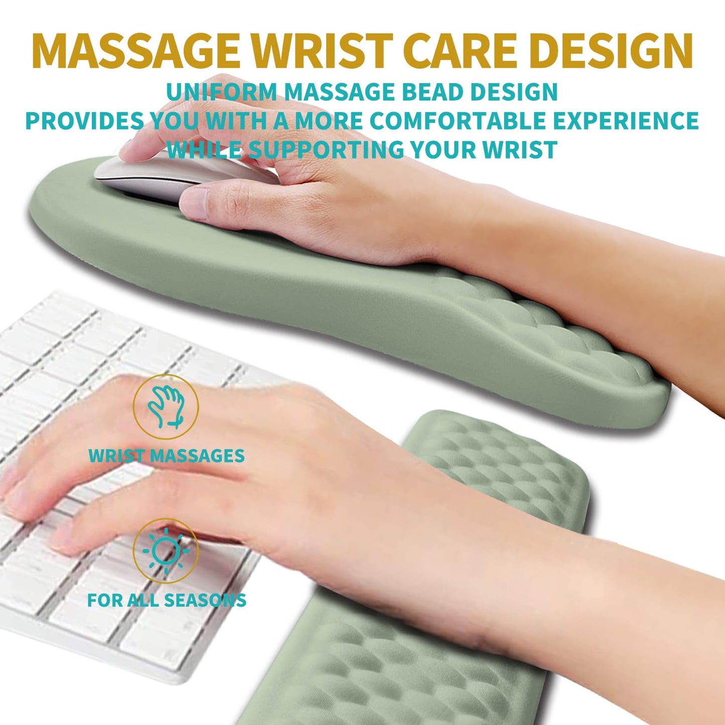Hokafenle 2 in 1 Ergonomic Mouse Pad Wrist Support & Wrist Rest for Computer Keyboard Set, with