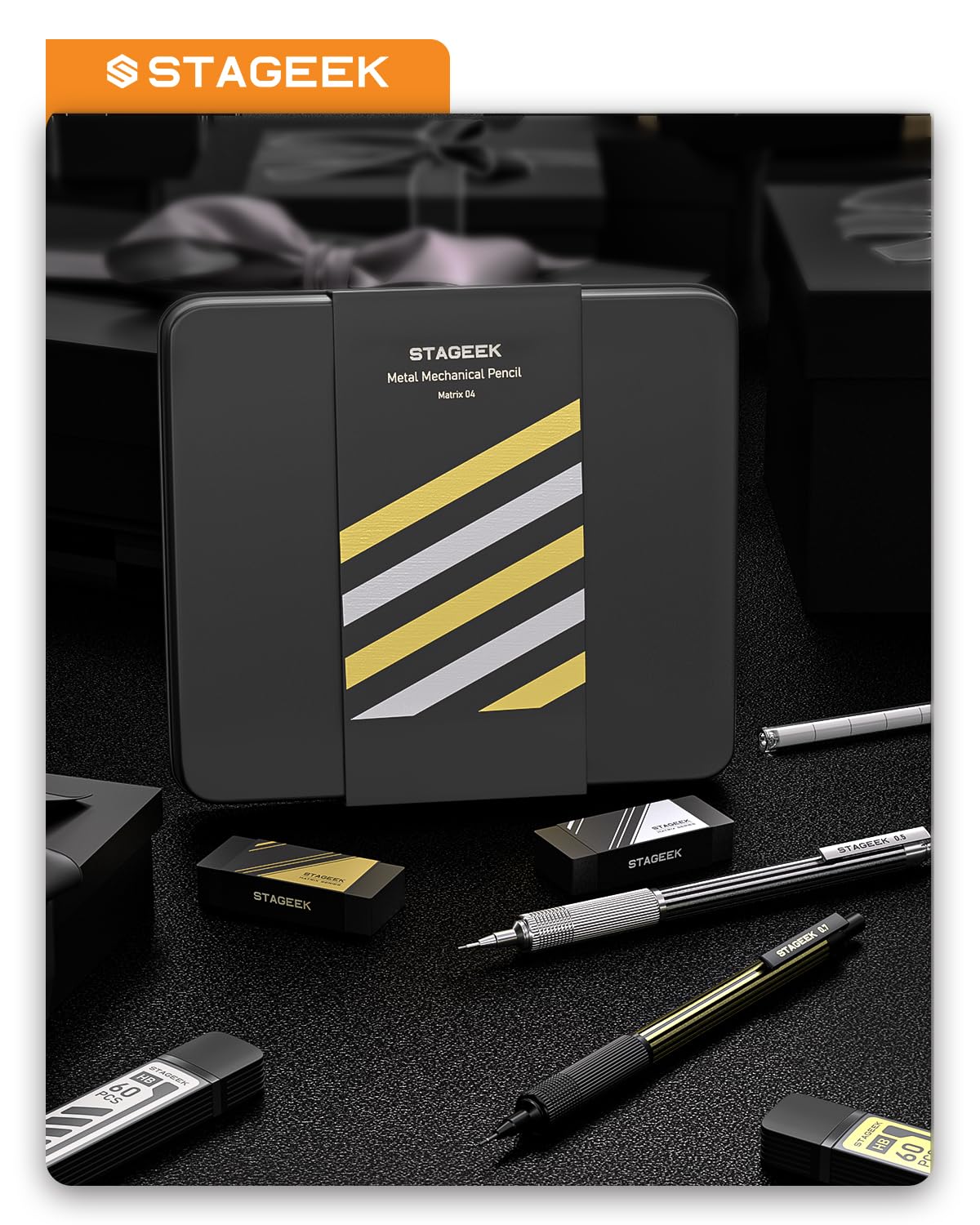 STAGEEK Metal Mechanical Pencil Set, 0.5 & 0.7mm Drafting Pencil Gift Set