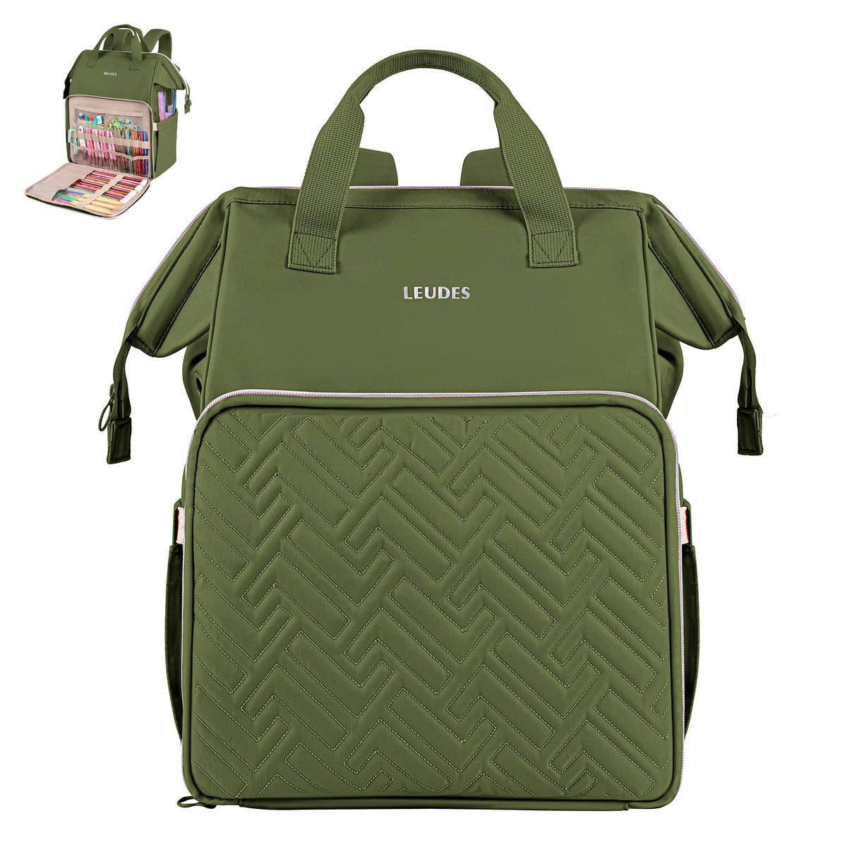 Leudes Knitting Bag Backpack,Yarn Storage Organizer Large Crochet Bag Tote Christmas Gift Yarn