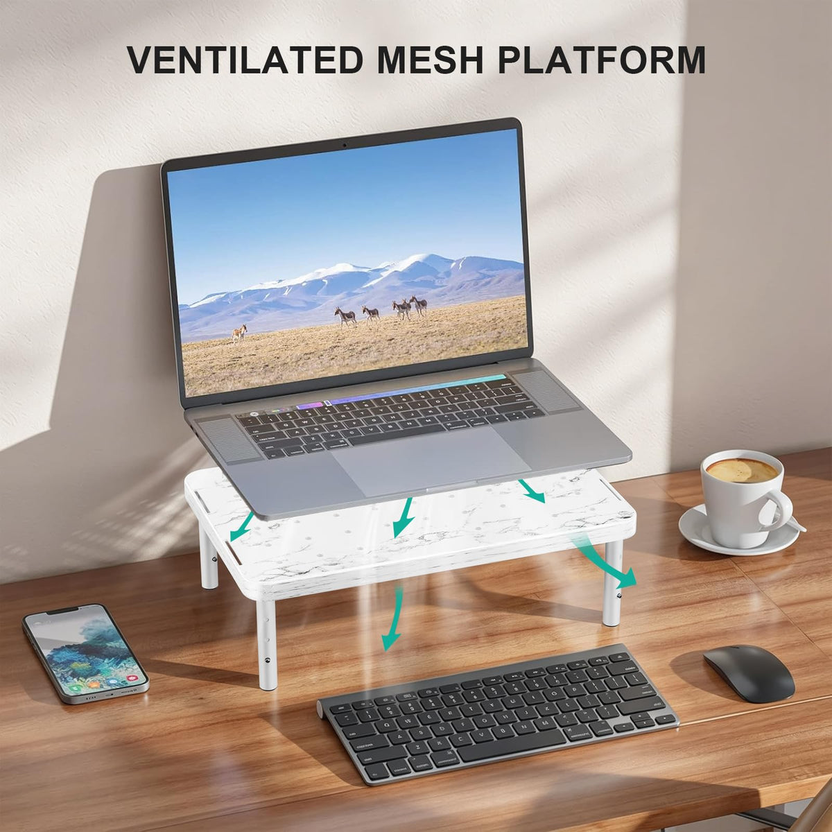 WALI Computer Monitor Stand for Desk, Adjustable Laptop Riser, up to 44 lbs